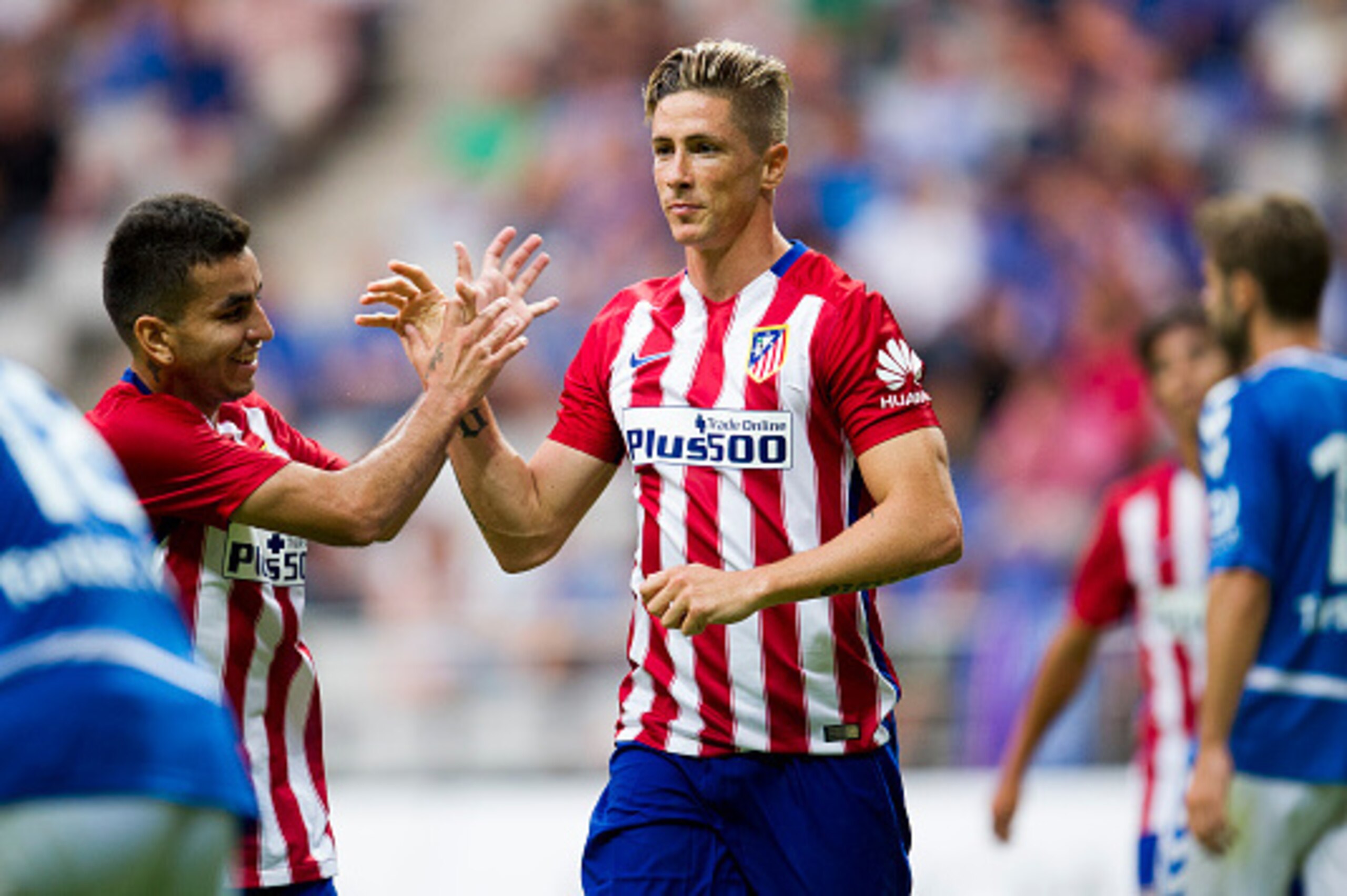 OVIEDO, SPAIN - JULY 28:  Fernando Torres of Club Atletico de Madrid celebrates after scoring goal during a pre season friendly match between Real Oviedo and Club Atletico de Madrid at Carlos Tartiere on July 28, 2015 in Oviedo, Spain.  (Photo by Juan Man