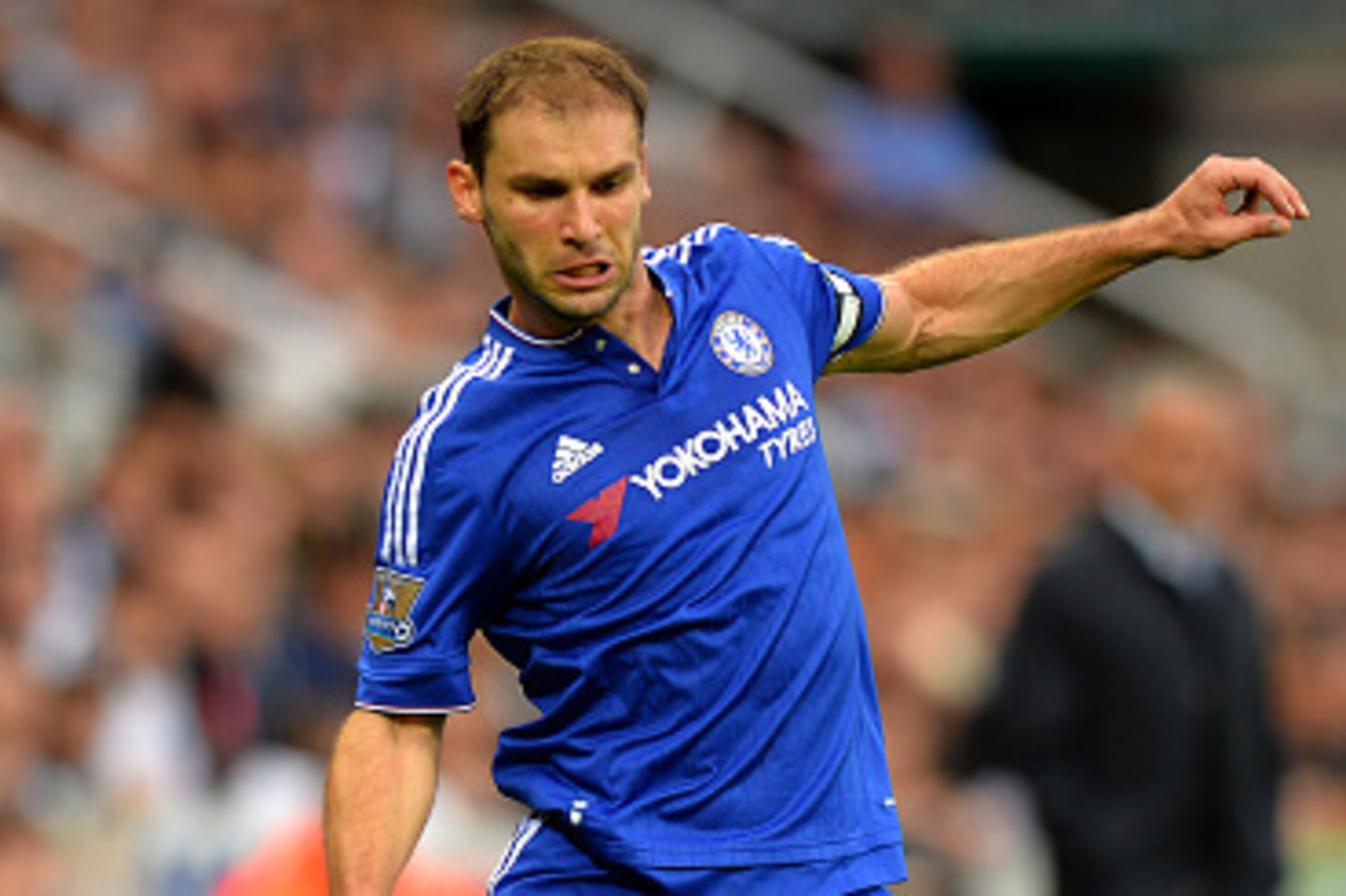 NEWCASTLE UPON TYNE, ENGLAND - SEPTEMBER 26: Branislav Ivanovic of Chelsea wearing a face protector during the Barclays Premier League match between Newcastle United  and Chelsea at St James' Park on September 26, 2015 in Newcastle upon Tyne, United Kingd