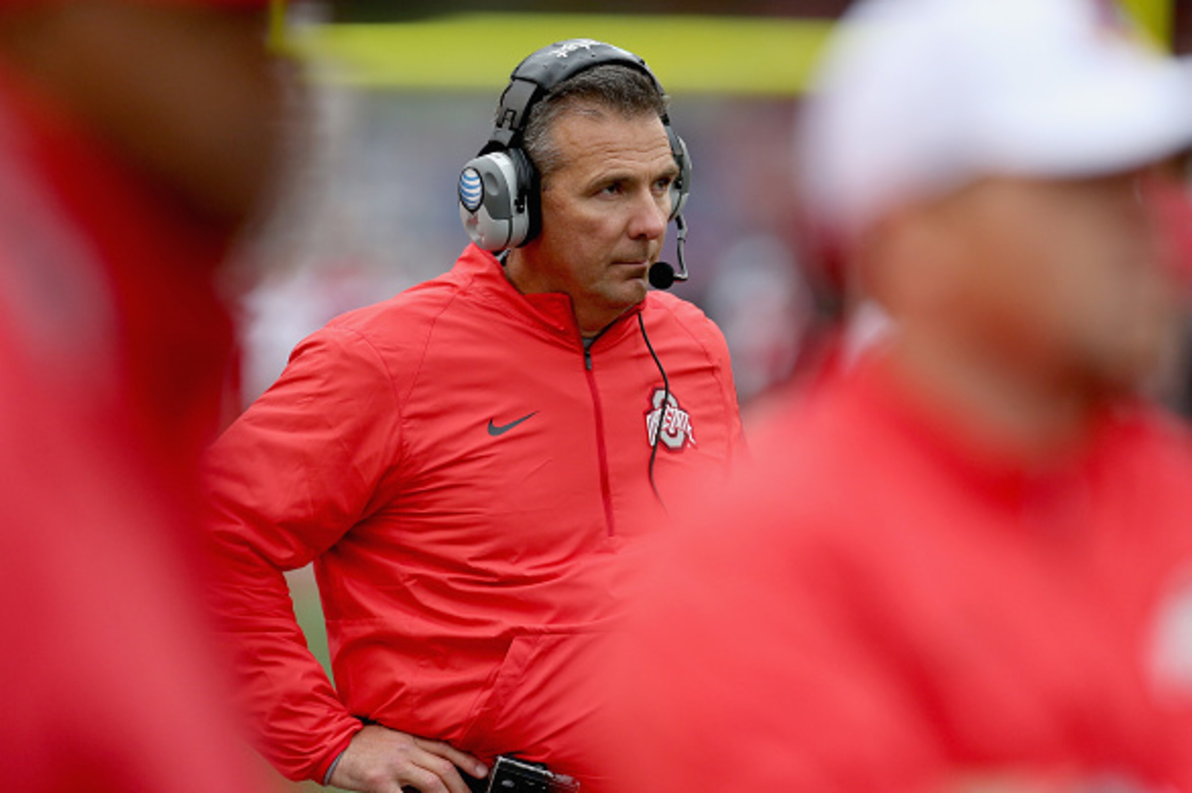 BLOOMINGTON, IN - OCTOBER 03: Urban Meyer the head coach of the Ohio State Buckeyes watches the action against the Indiana Hoosiers at Memorial Stadium on October 3, 2015 in Bloomington, Indiana.  (Photo by Andy Lyons/Getty Images)