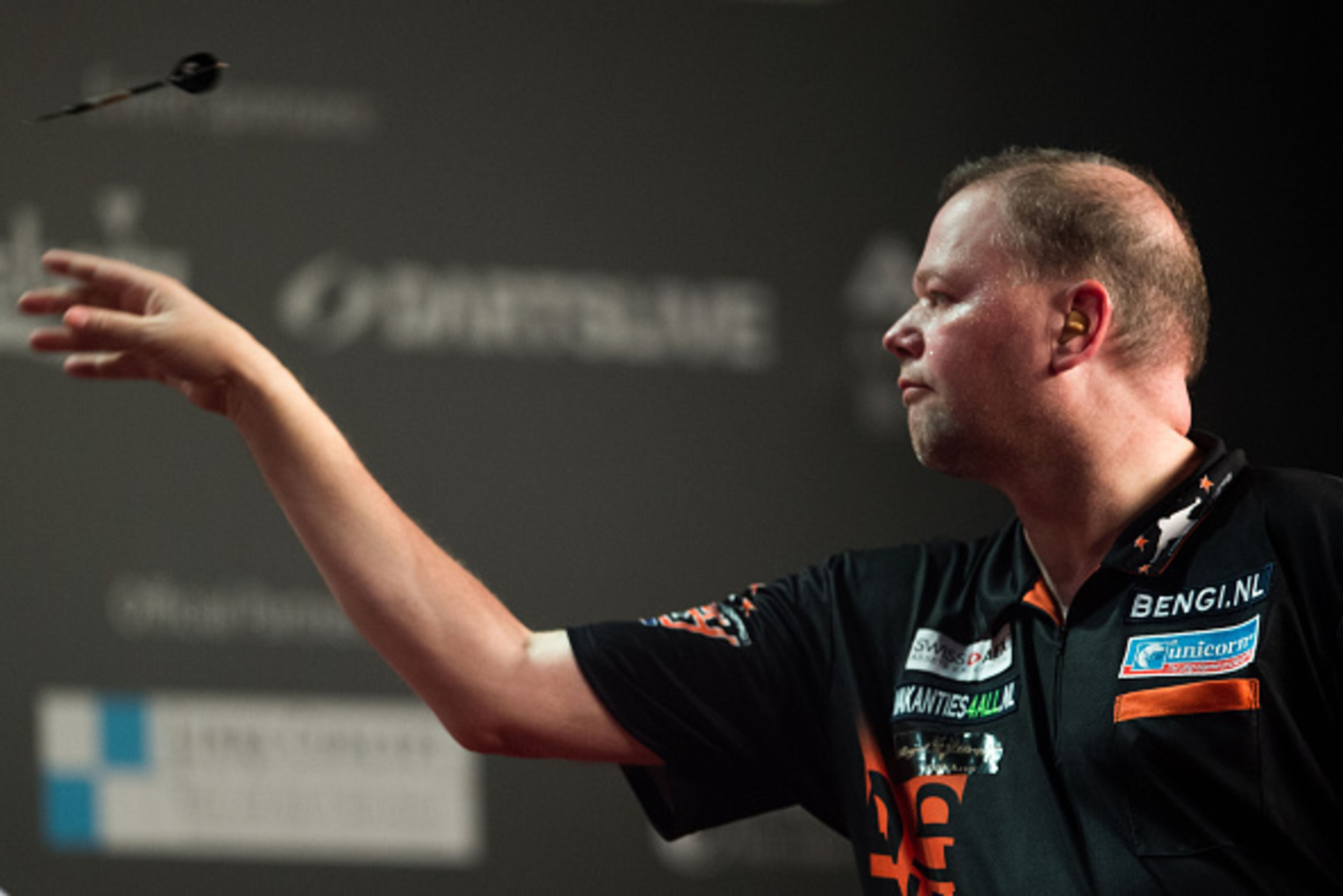 HONG KONG - SEPTEMBER 04:  Raymond Van Barneveld of the Netherlands in action during the Hong Kong Darts 2015 on September 4, 2015 in Hong Kong, Hong Kong.  (Photo by Aitor Alcalde/Power Sport Images/Getty Images)