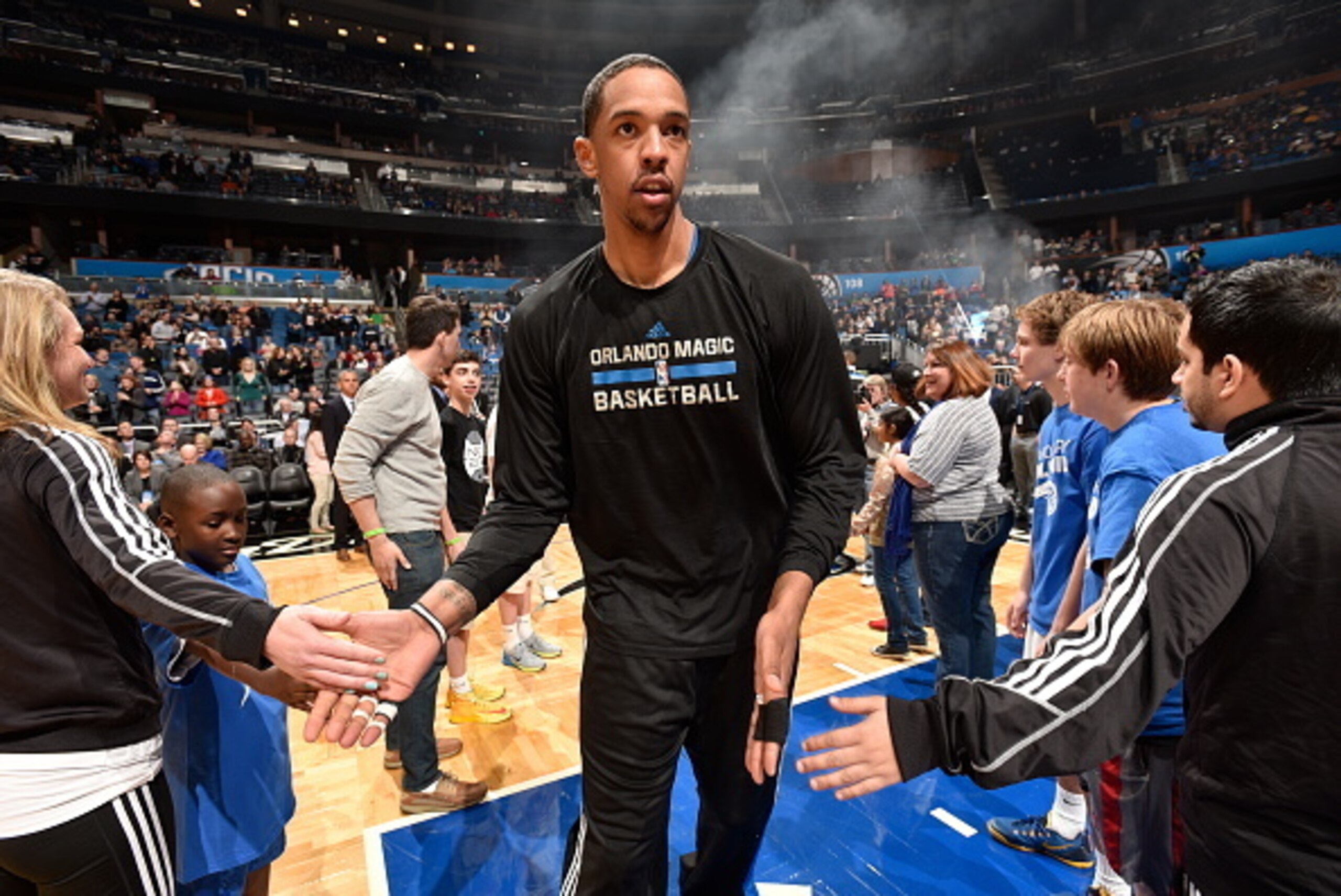ORLANDO, FL - FEBRUARY 20: Channing Frye #8 of the Orlando Magic gets introduced before a game against the New Orleans Pelicans on February 20, 2015 at Amway Center in Orlando, Florida. NOTE TO USER: User expressly acknowledges and agrees that, by downloa ORLANDO, FL - FEBRUARY 20: Channing Frye #8 of the Orlando Magic gets introduced before a game against the New Orleans Pelicans on February 20, 2015 at Amway Center in Orlando, Florida. NOTE TO USER: User expressly acknowledges and agrees that, by downloa