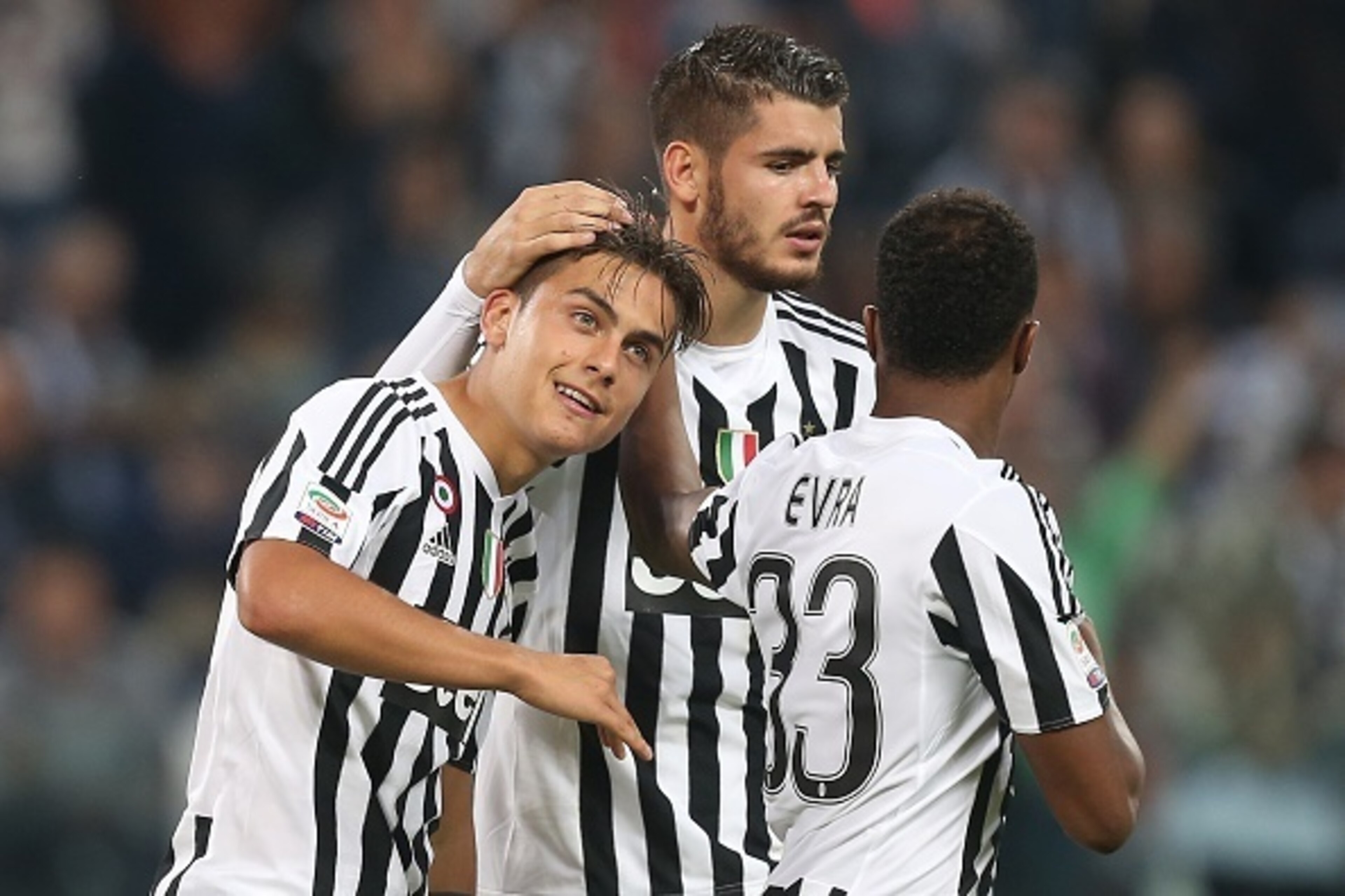 Juventus' forward Paulo Dybala from Argentina celebrates after scoring with his teammate Juventus' forward Alvaro Morata from Spain during the Italian Serie A football match Juventus Vs Bologna on October 4, 2015 at the 'Juventus Stadium' in Turin. AFP Juventus' forward Paulo Dybala from Argentina celebrates after scoring with his teammate Juventus' forward Alvaro Morata from Spain during the Italian Serie A football match Juventus Vs Bologna on October 4, 2015 at the 'Juventus Stadium' in Turin. AFP