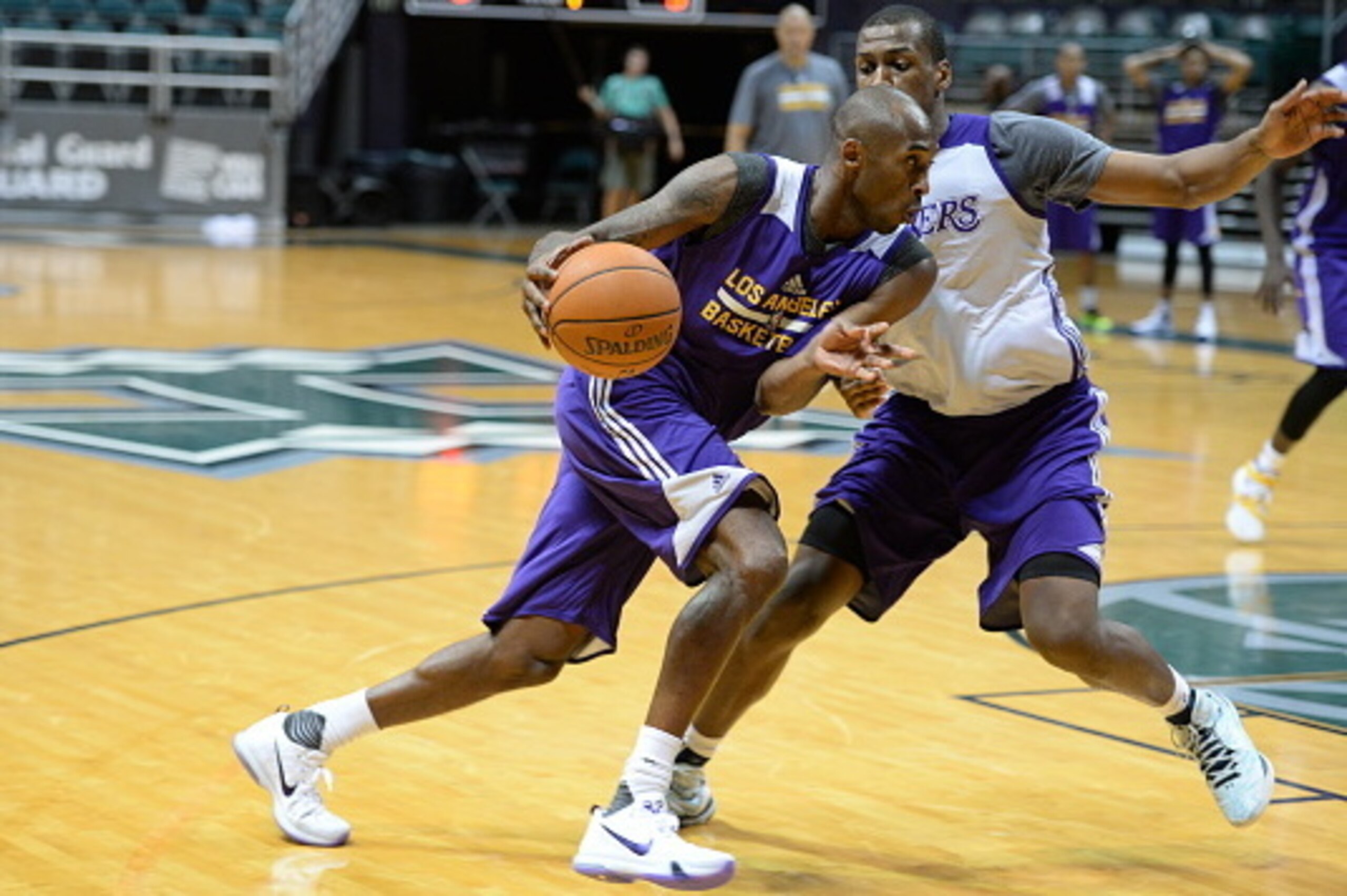 HONOLULU, HI - OCTOBER 1: Kobe Bryant #24 of the Los Angeles Lakers during training camp at the Stan Sheriff Center on October 1, 2015 in Honolulu, Hawaii. NOTE TO USER: User expressly acknowledges and agrees that, by downloading and/or using this Photogr