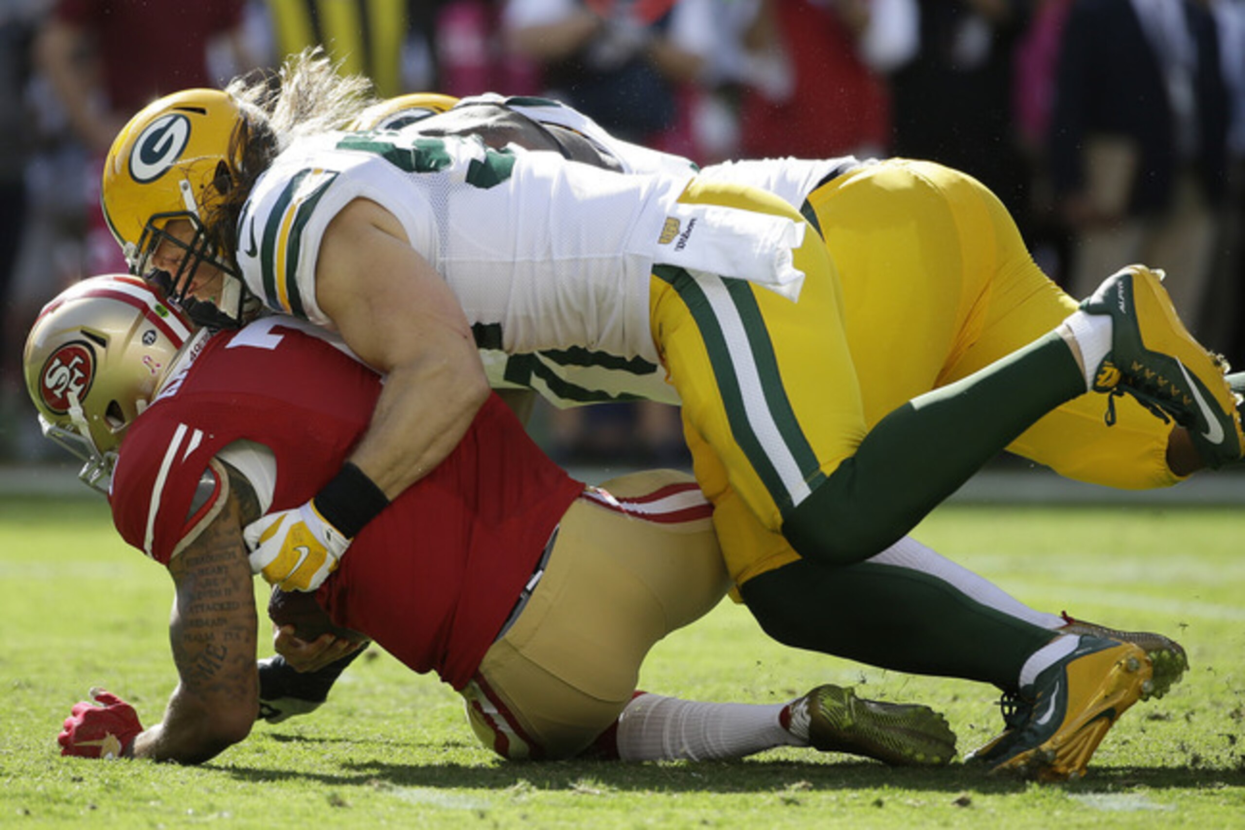 Colin Kaepernick, for once, was grounded by the Packers defense.