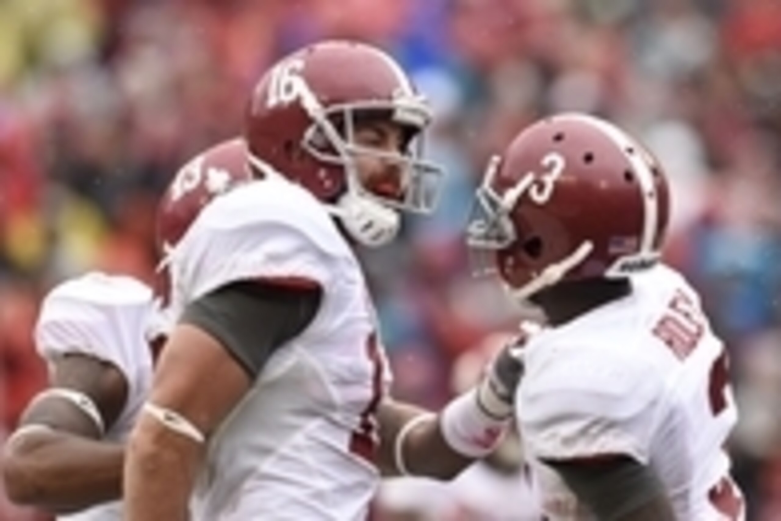 Oct 3, 2015; Athens, GA, USA; Alabama Crimson Tide wide receiver Calvin Ridley (3) celebrates a touchdown with Alabama Crimson Tide linebacker Jamey Mosley (16) during the second quarter at Sanford Stadium. Mandatory Credit: Dale Zanine-USA TODAY Sports