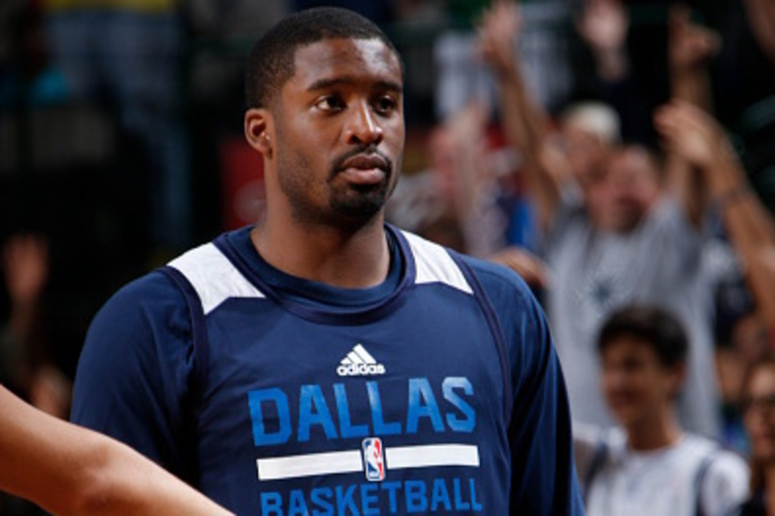 DALLAS, TX - OCTOBER 4:  Wesley Matthews #23 of the Dallas Mavericks walks on the court during the Dallas Mavericks 'Fan Jam' on October 4, 2015 at the American Airlines Center in Dallas, Texas. NOTE TO USER: User expressly acknowledges and agrees that, b