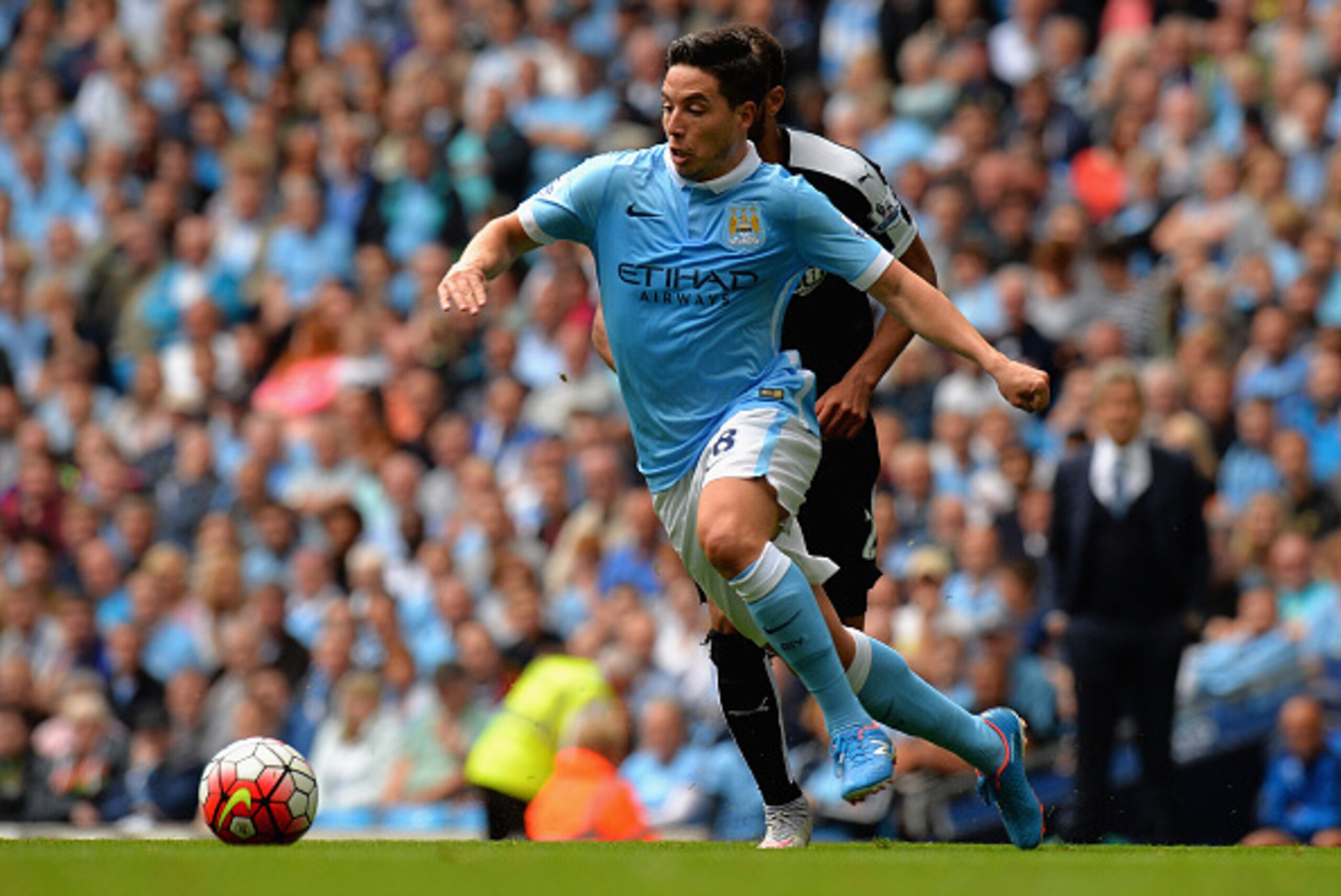 MANCHESTER, ENGLAND - AUGUST 29:  Samir Nasri of Manchester City during the Barclays Premier League match between Manchester City and Watford at the Etihad Stadium on August 29, 2015 in Manchester, United Kingdom.  (Photo by Tony Marshall/Getty Images)