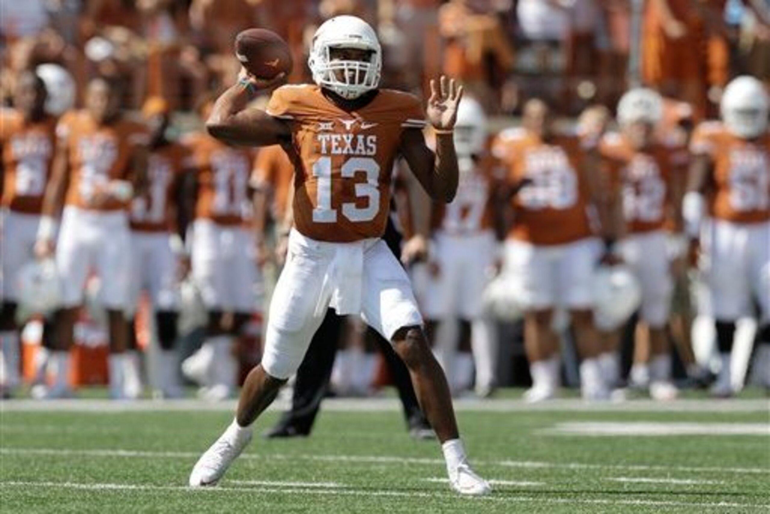 Redshirt freshman Jerrod Heard leads the Texas offense.