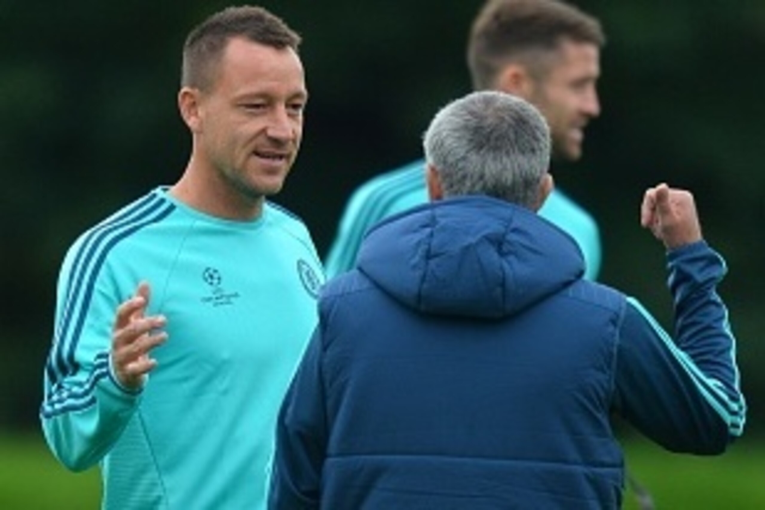 Chelsea's English defender John Terry (L) talks with Chelsea's Portuguese manager Jose Mourinho during a training session at Chelsea's training ground, in Stoke D'Abernon, near London, on September 15, 2015, ahead of the team's forthcoming UEFA Champions Chelsea's English defender John Terry (L) talks with Chelsea's Portuguese manager Jose Mourinho during a training session at Chelsea's training ground, in Stoke D'Abernon, near London, on September 15, 2015, ahead of the team's forthcoming UEFA Champions