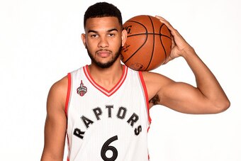 TORONTO, CANADA - SEPTEMBER 28:  Cory Joseph #6 of the Toronto Raptors poses for a photo during media day on September 28, at the Air Canada Centre in Toronto, Ontario, Canada.  NOTE TO USER: User expressly acknowledges and agrees that, by downloading and
