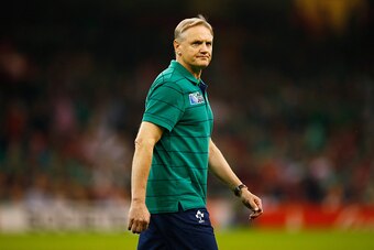 CARDIFF, WALES - SEPTEMBER 19:  Ireland coach Joe Schmidt watches the warm up ahead of the 2015 Rugby World Cup Pool D match between Ireland and Canada at the Millennium Stadium on September 19, 2015 in Cardiff, United Kingdom.  (Photo by Laurence Griffit