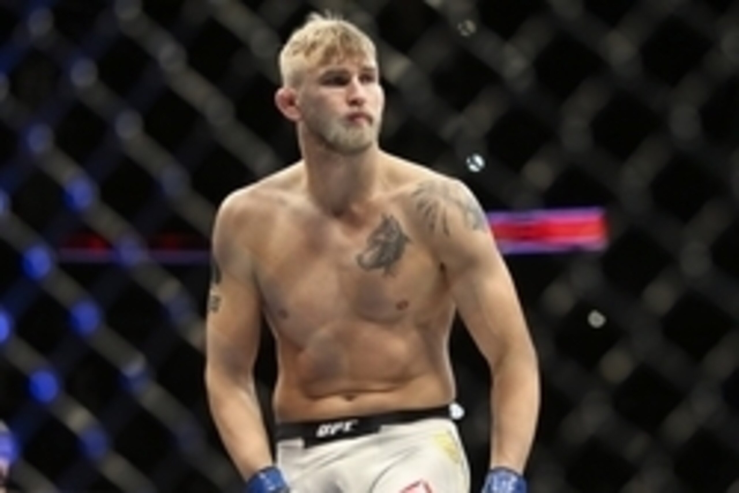Oct 3, 2015; Houston, TX, USA; Alexander Gustafsson (blue gloves) prior to his World Light Heavyweight Championship against Daniel Cormier (not pictured) at UFC 192 at Toyota Center. Mandatory Credit: Troy Taormina-USA TODAY Sports