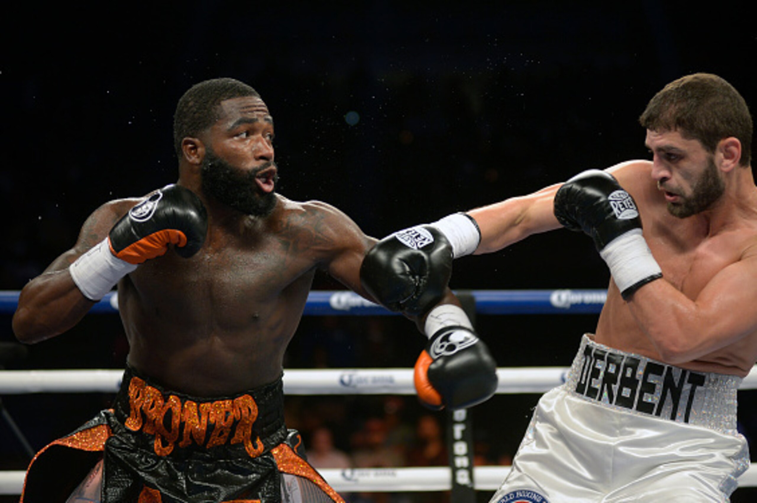 CINCINNATI, OHIO - OCTOBER 03: Adrien Broner, left, and Khabib Allakhverdiev trade punches during a fight at U.S. Bank Arena on October 3, 2015 in Cincinnati, Ohio. (Photo by Dylan Buell/Getty Images) CINCINNATI, OHIO - OCTOBER 03: Adrien Broner, left, and Khabib Allakhverdiev trade punches during a fight at U.S. Bank Arena on October 3, 2015 in Cincinnati, Ohio. (Photo by Dylan Buell/Getty Images)