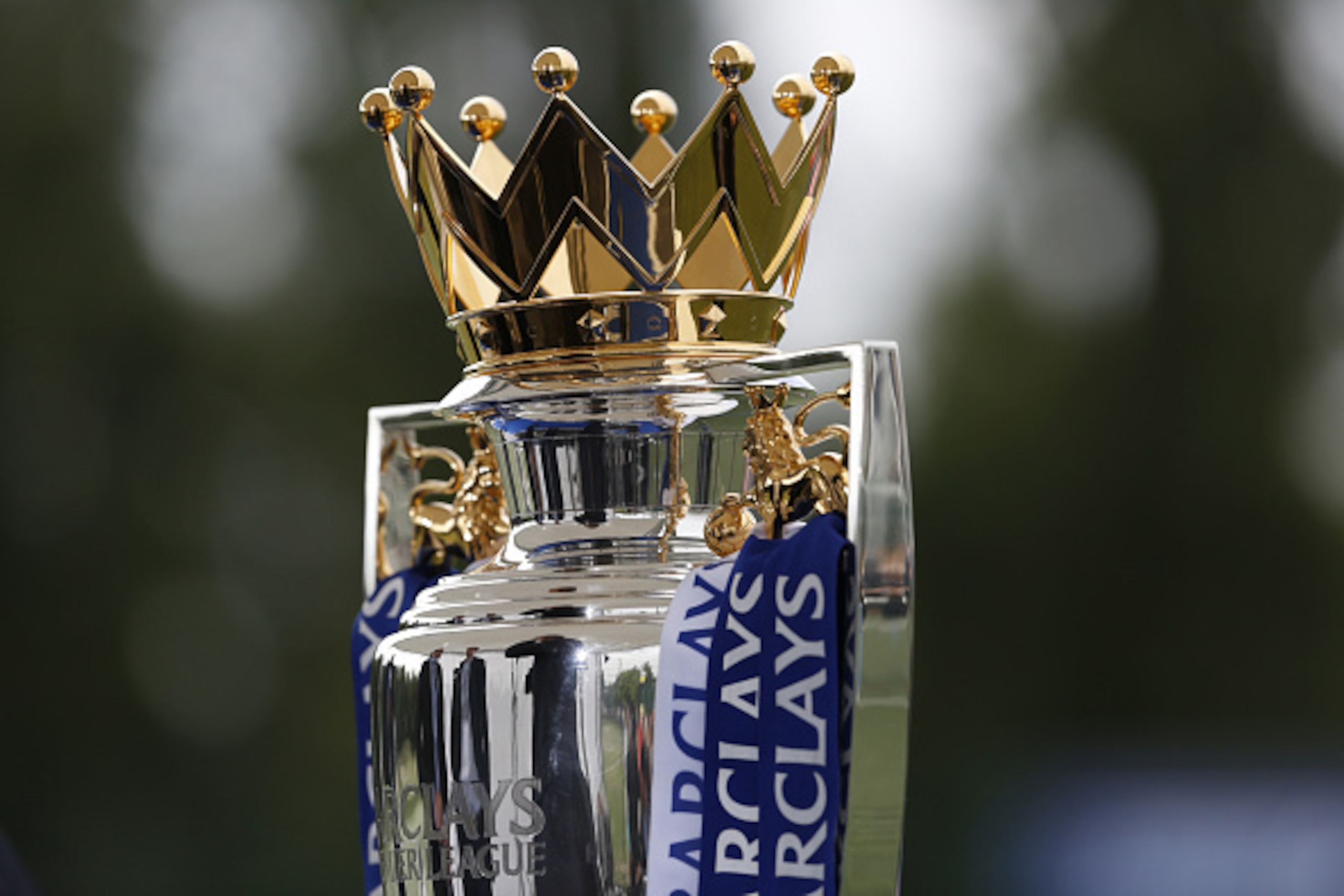 LONDON, ENGLAND - AUGUST 05: Detail of the Barclays Premier League trophy during the official Premier League season launch media event at Southfields Academy on August 5, 2015 in London, England.  (Photo by Steve Bardens/Getty Images)