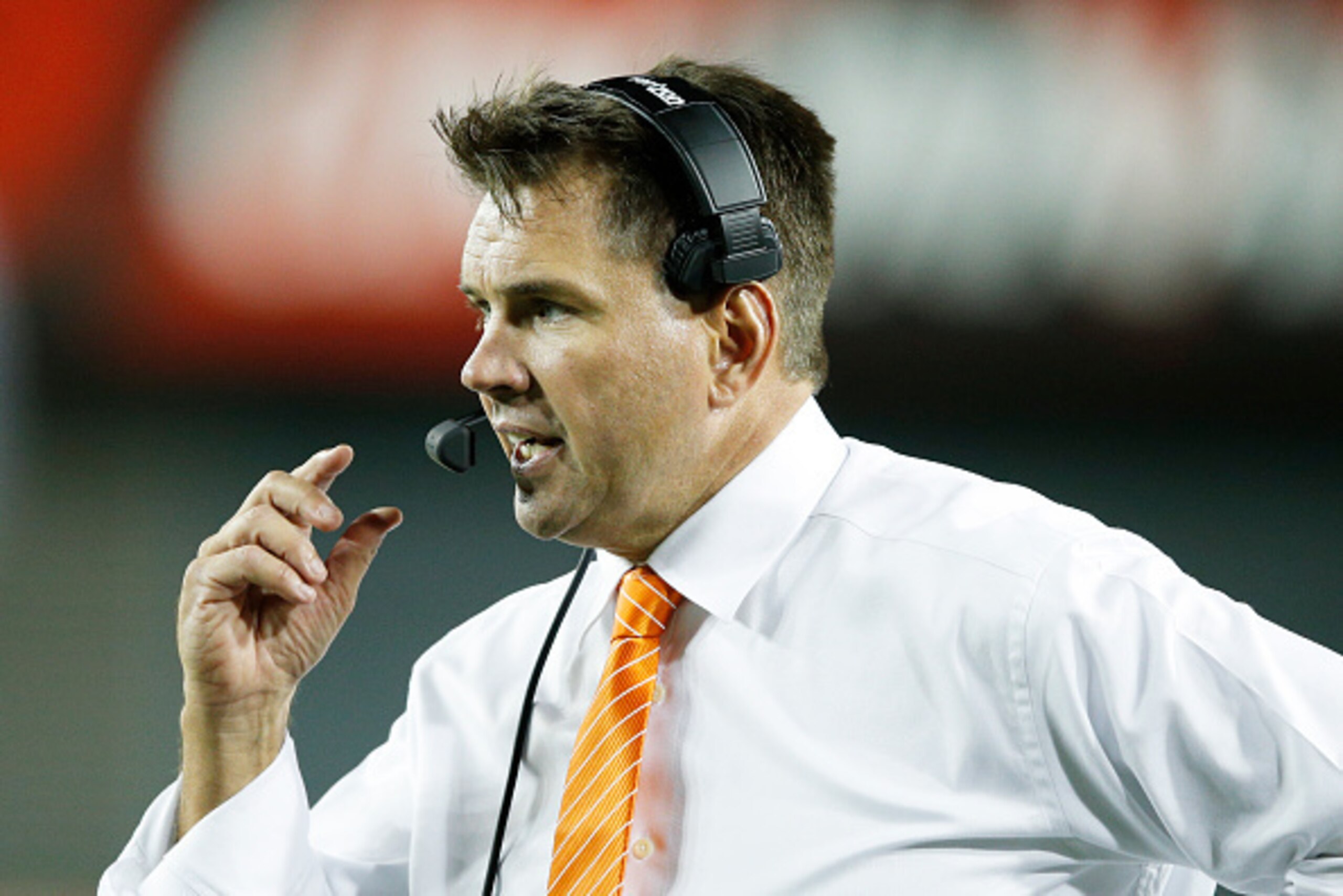 CINCINNATI, OH - OCTOBER 1: Head coach Al Golden of the Miami Hurricanes looks on against the Cincinnati Bearcats in the first half at Nippert Stadium on October 1, 2015 in Cincinnati, Ohio. (Photo by Joe Robbins/Getty Images)