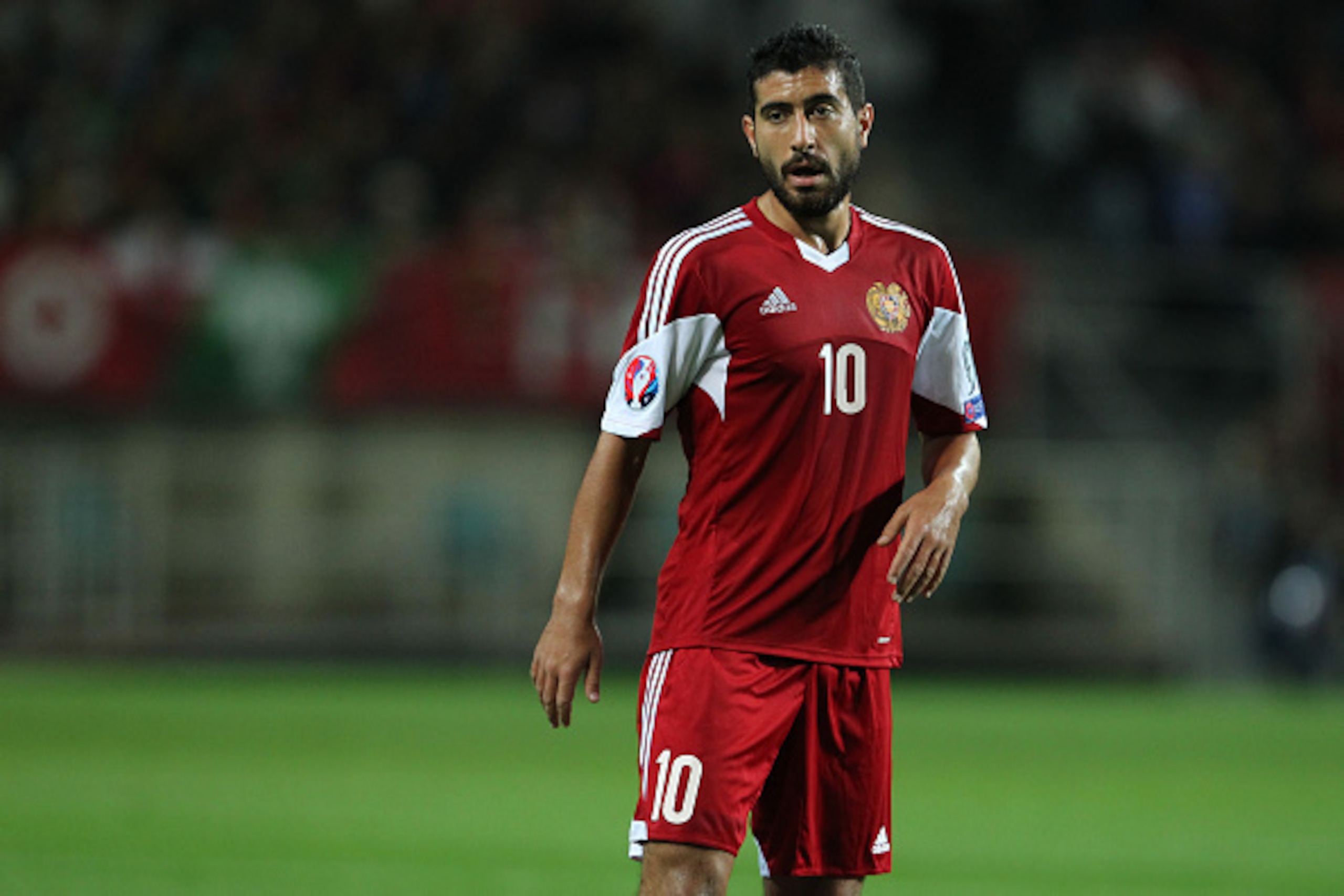 FARO, PORTUGAL - NOVEMBER 14: Armenia's midfielder Gevorg Ghazaryan during the EURO 2016 qualification match between Portugal and Armenia at the Estadio do Algarve on November 14, 2014 in Faro, Portugal. (Photo by Carlos Rodrigues/Getty Images)