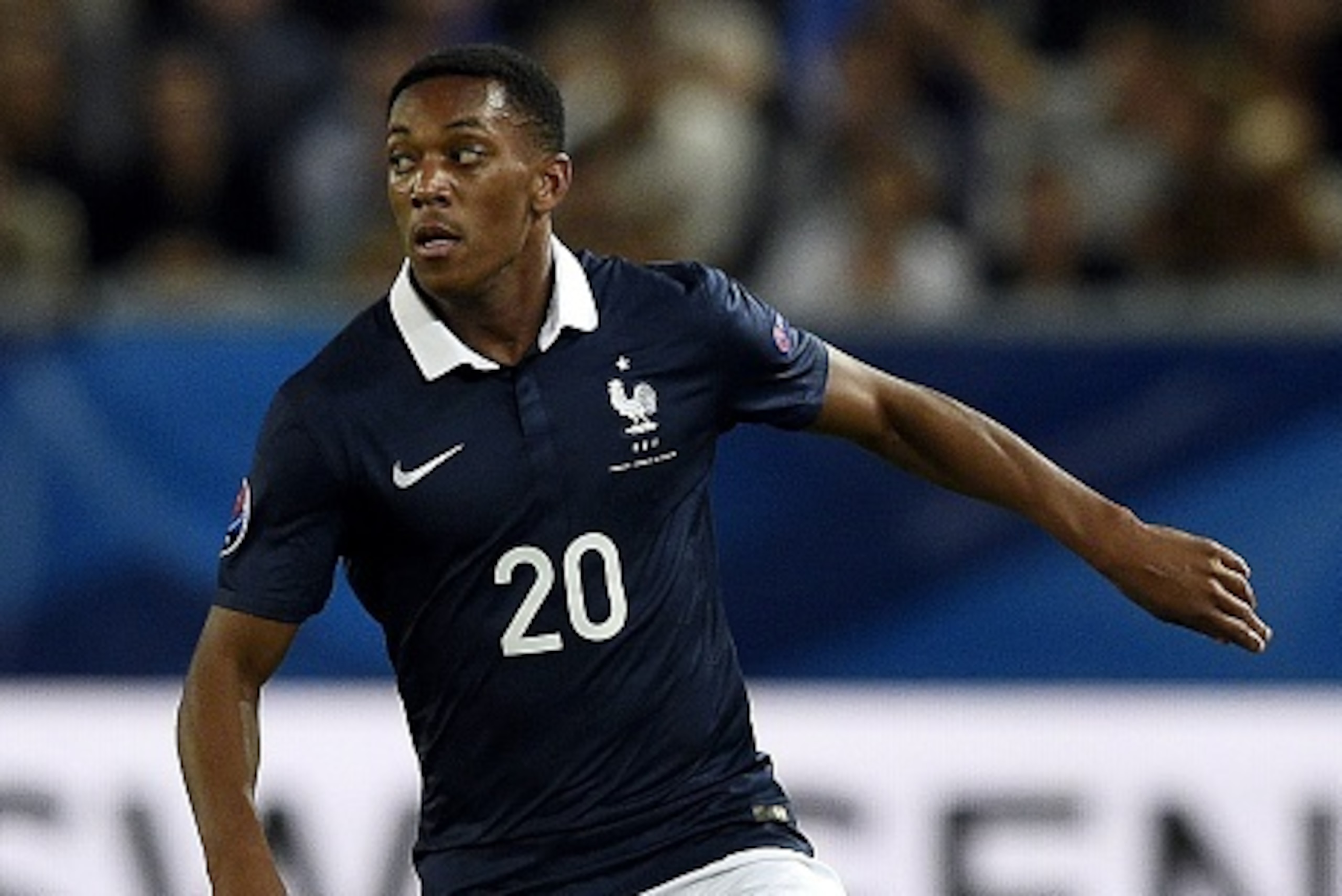 France's forward Anthony Martial controls the ball during the Euro 2016 friendly football match France vs Serbia at the stadium in Bordeaux on September 7, 2015.   AFP PHOTO/ FRANCK FIFE        (Photo credit should read FRANCK FIFE/AFP/Getty Images)