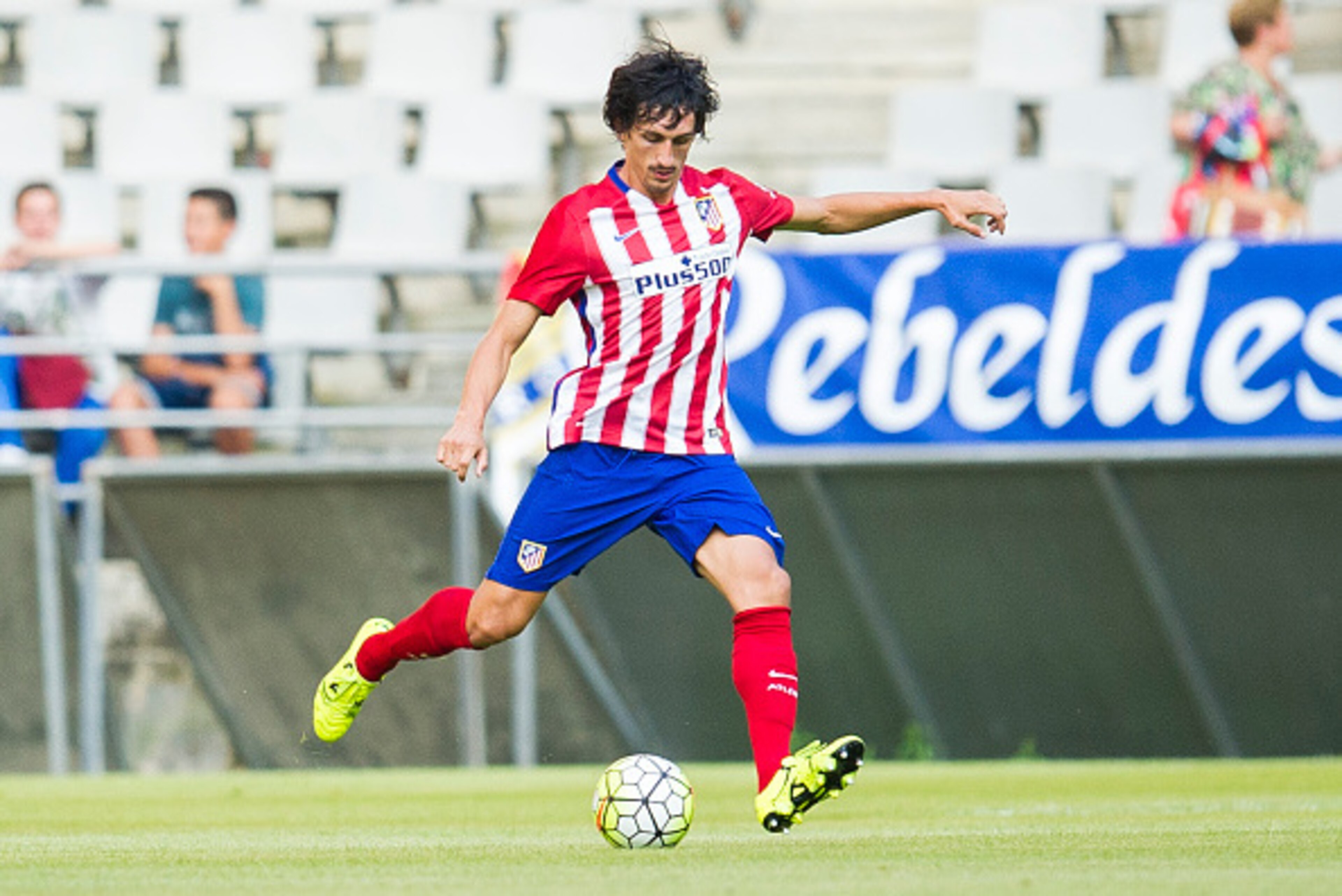OVIEDO, SPAIN - JULY 28: Savic of Club Atletico de Madrid controls the ball during a pre season friendly match between Real Oviedo and Club Atletico de Madrid at Carlos Tartiere on July 28, 2015 in Oviedo, Spain.  (Photo by Juan Manuel Serrano Arce/Getty 