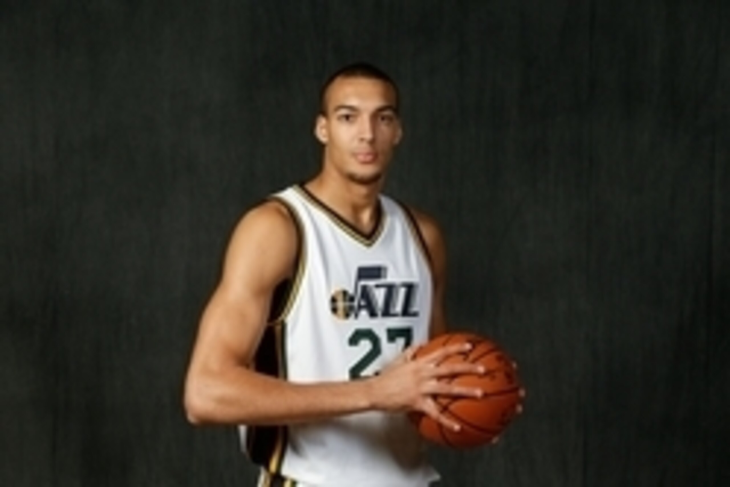 Sep 28, 2015; Salt Lake City, UT, USA;  Utah Jazz center Rudy Gobert (27) during media day at the Zion Bank Basketball Center. Mandatory Credit: Jeff Swinger-USA TODAY Sports