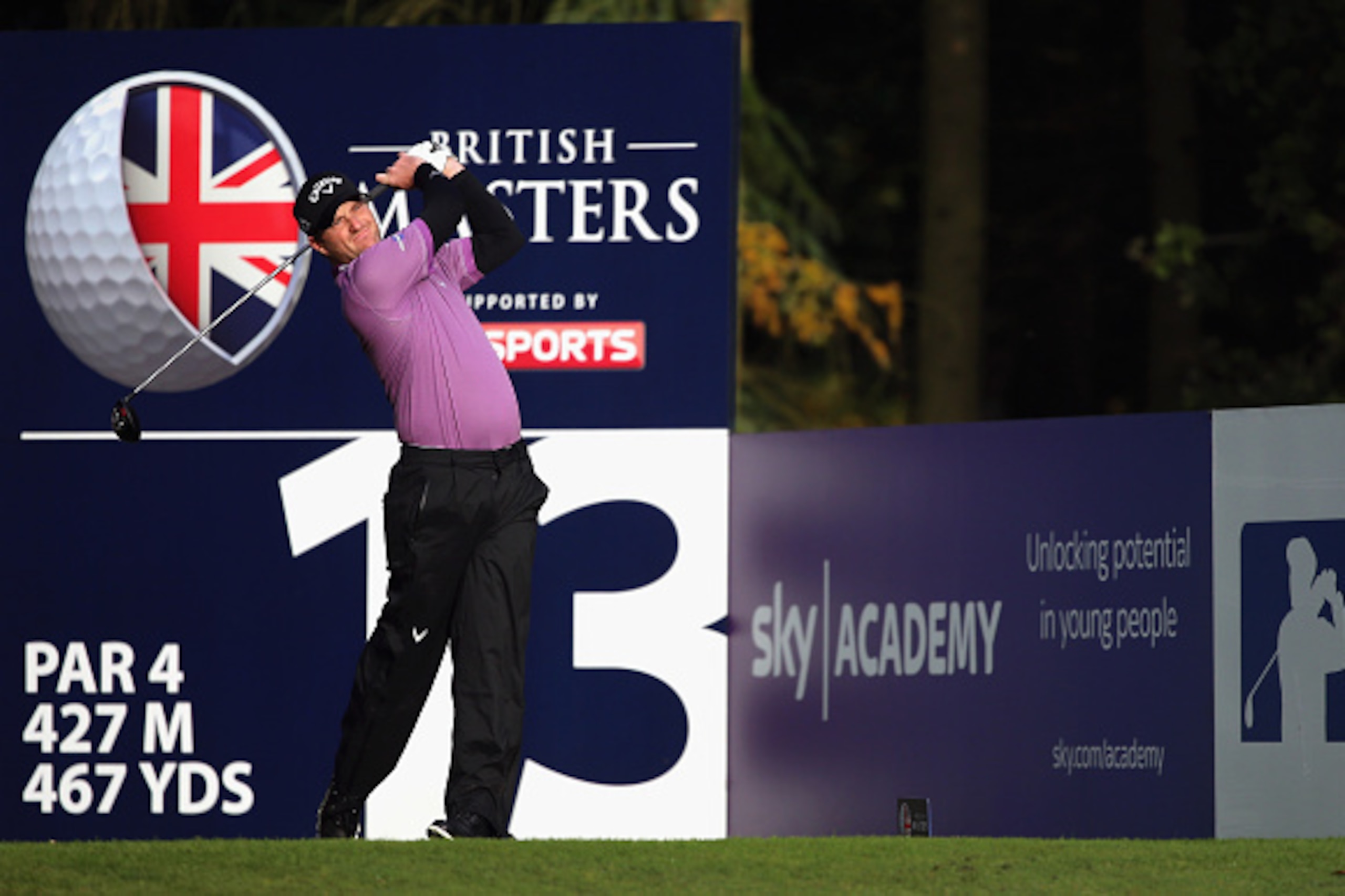 WOBURN, ENGLAND - OCTOBER 08: Marc Warren of Scotland hits his tee-shot on the 13th hole during the first round of the British Masters supported by Sky Sports at Woburn Golf Club on October 8, 2015 in Woburn, England. (Photo by Andrew Redington/Getty Im WOBURN, ENGLAND - OCTOBER 08: Marc Warren of Scotland hits his tee-shot on the 13th hole during the first round of the British Masters supported by Sky Sports at Woburn Golf Club on October 8, 2015 in Woburn, England. (Photo by Andrew Redington/Getty Im