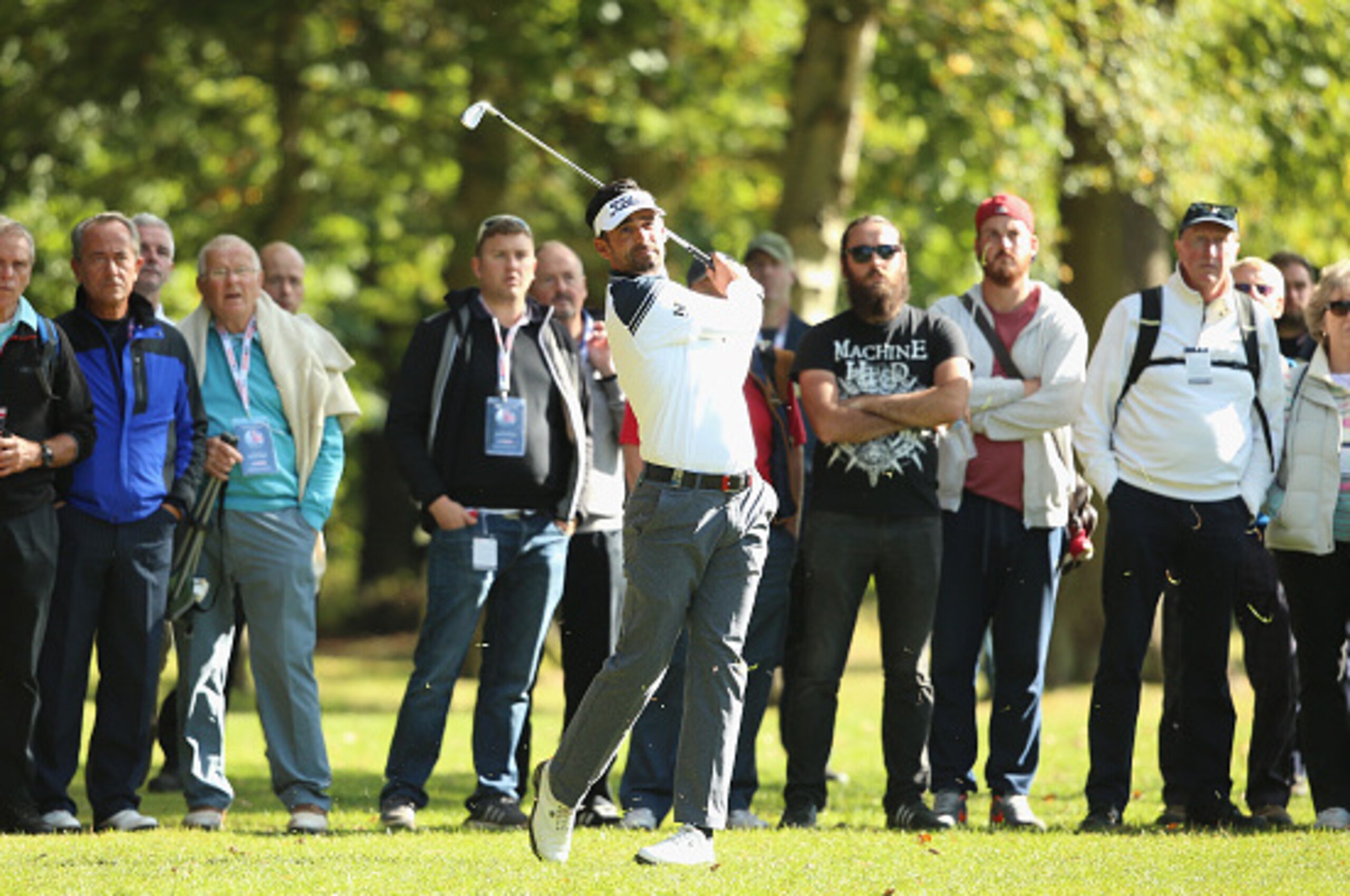 WOBURN, ENGLAND - OCTOBER 08: Lee Slattery of England plays his second shot on the 18th hole during the first round of the British Masters supported by Sky Sports at Woburn Golf Club on October 8, 2015 in Woburn, England. (Photo by Andrew Redington/Gett WOBURN, ENGLAND - OCTOBER 08: Lee Slattery of England plays his second shot on the 18th hole during the first round of the British Masters supported by Sky Sports at Woburn Golf Club on October 8, 2015 in Woburn, England. (Photo by Andrew Redington/Gett