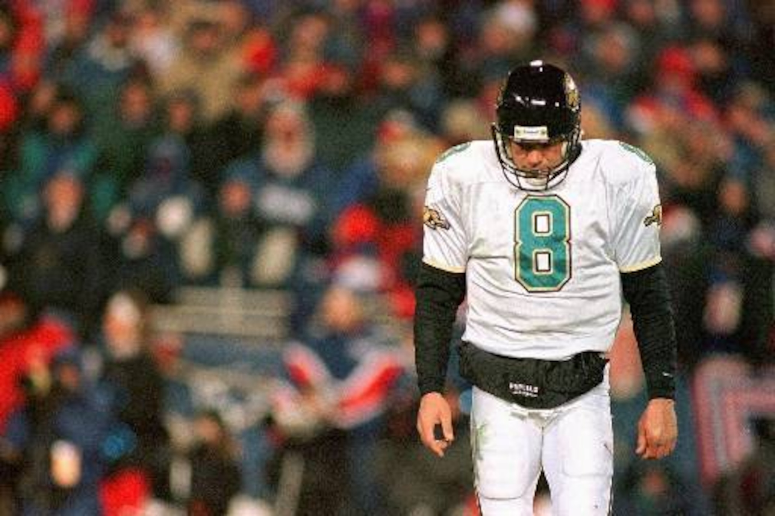 Mark Brunell during the Jaguars' loss in the 1996 AFC Championship Game. Mark Brunell during the Jaguars' loss in the 1996 AFC Championship Game.