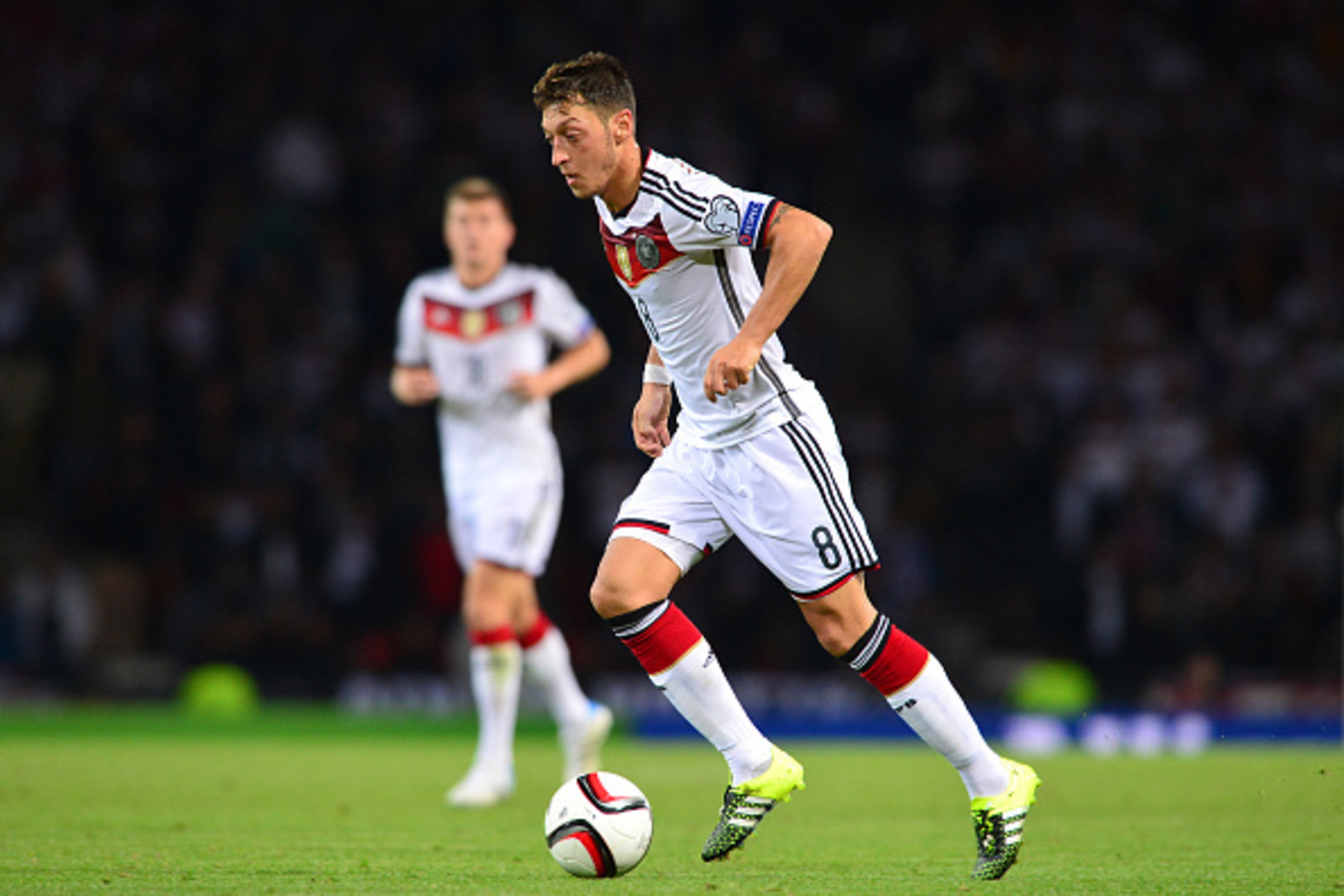 GLASGOW, SCOTLAND - SEPTEMBER 7 : Mesut Ozil of Germany in action during the EURO 2016 Qualifier between Scotland and Germany at Hamden Park on September 7, 2015 in Glasgow, Scotland. (Photo by Mark Runnacles/Getty Images) GLASGOW, SCOTLAND - SEPTEMBER 7 : Mesut Ozil of Germany in action during the EURO 2016 Qualifier between Scotland and Germany at Hamden Park on September 7, 2015 in Glasgow, Scotland. (Photo by Mark Runnacles/Getty Images)