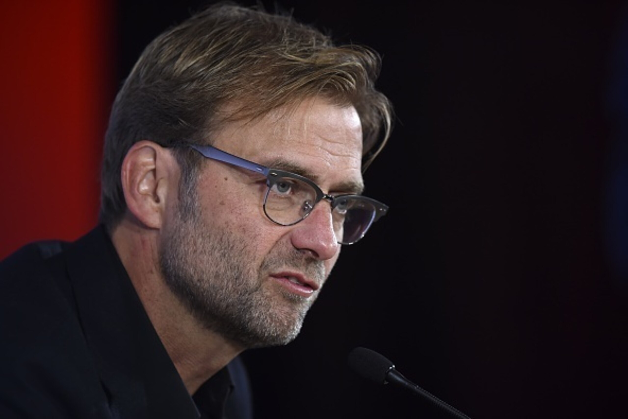 Liverpool's new German manager Jurgen Klopp speaks at a press conference to announce his new appointment at Anfield in Liverpool, northwest England, on October 9, 2015. Klopp described his job as 'the biggest challenge' in world football on October 9 foll