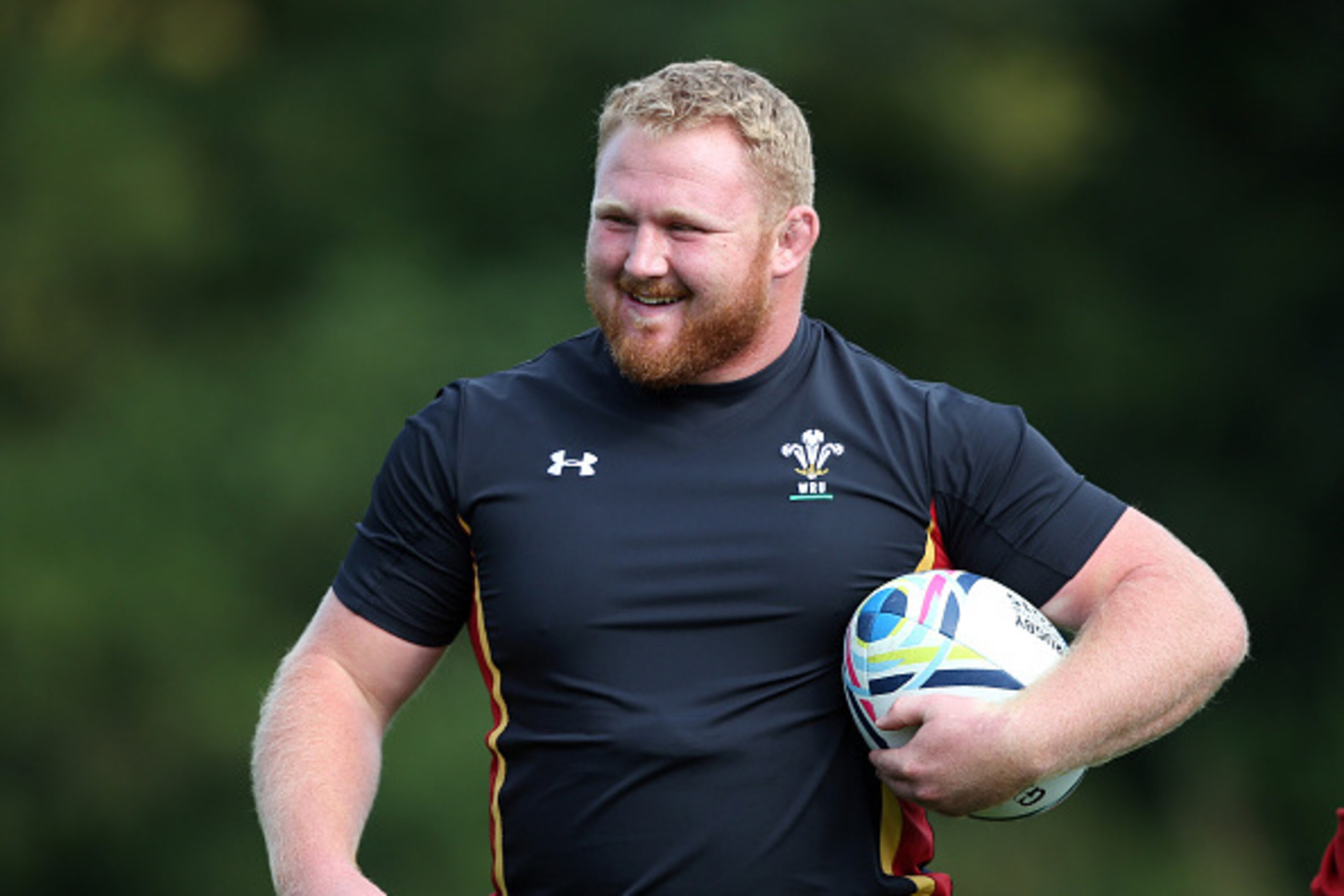 CARDIFF, WALES - SEPTEMBER 16:  Wales player Samson Lee in action during a Wales training session at the Vale hotel on September 16, 2015 in Cardiff, United Kingdom.  (Photo by Stu Forster/Getty Images)