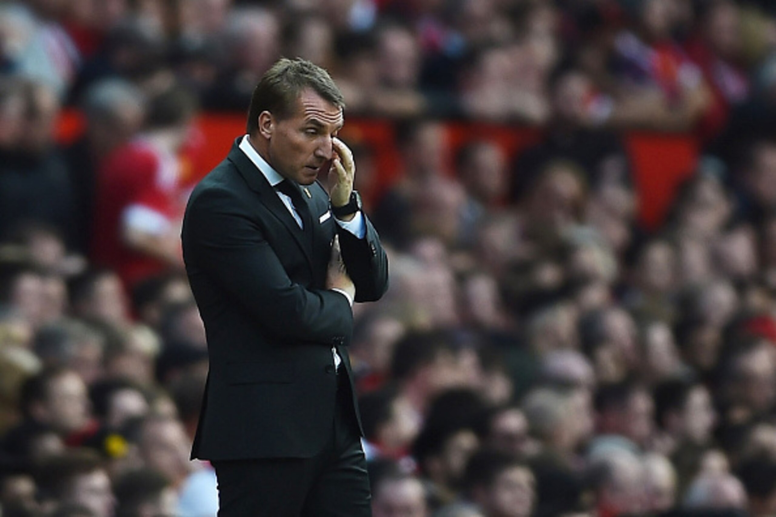 MANCHESTER, ENGLAND - SEPTEMBER 12: Brendan Rodgers, manager of Liverpool reacts during the Barclays Premier League match between Manchester United and Liverpool at Old Trafford on September 12, 2015 in Manchester, United Kingdom. (Photo by Laurence Grif MANCHESTER, ENGLAND - SEPTEMBER 12: Brendan Rodgers, manager of Liverpool reacts during the Barclays Premier League match between Manchester United and Liverpool at Old Trafford on September 12, 2015 in Manchester, United Kingdom. (Photo by Laurence Grif