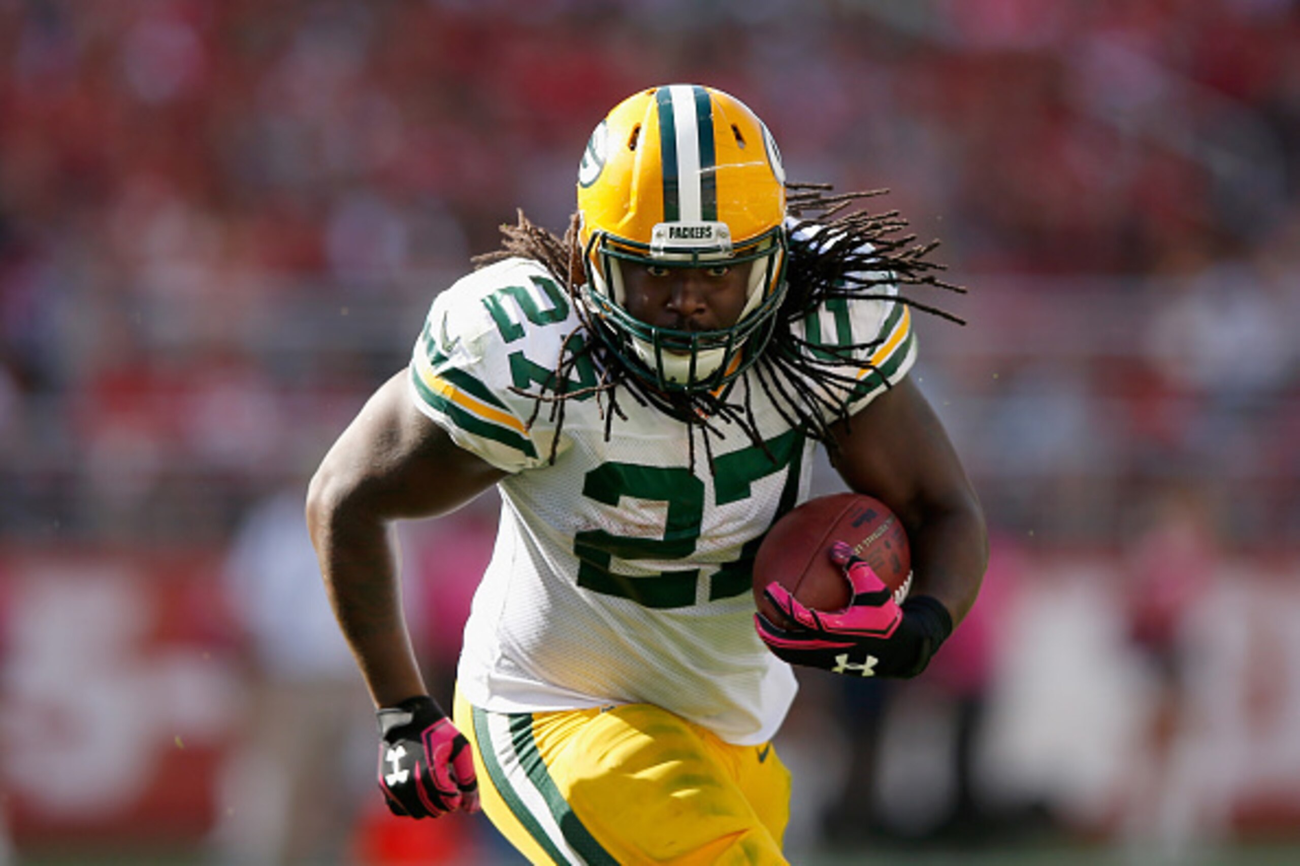 SANTA CLARA, CA - OCTOBER 04:  Eddie Lacy #27 of the Green Bay Packers in action against the San Francisco 49ers at Levi's Stadium on October 4, 2015 in Santa Clara, California.  (Photo by Ezra Shaw/Getty Images)