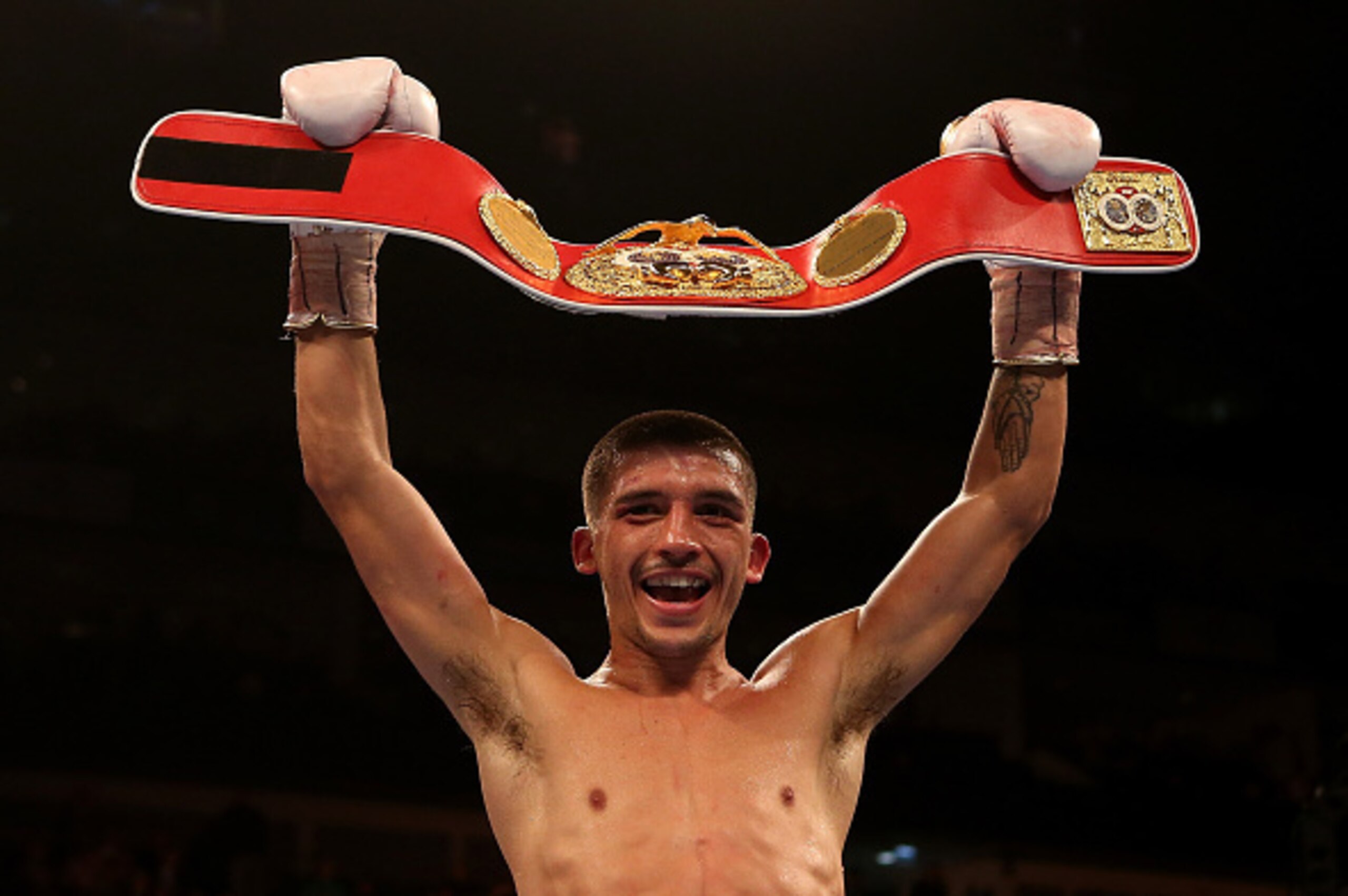 LONDON, ENGLAND - MAY 30:  Lee Selby of Wales celebrates with the IBF Featherweight World Championship belt after defeating Evgeny Gradovich during the IBF Featherweight World Championship bout at The O2 Arena on May 30, 2015 in London, England.  (Photo b