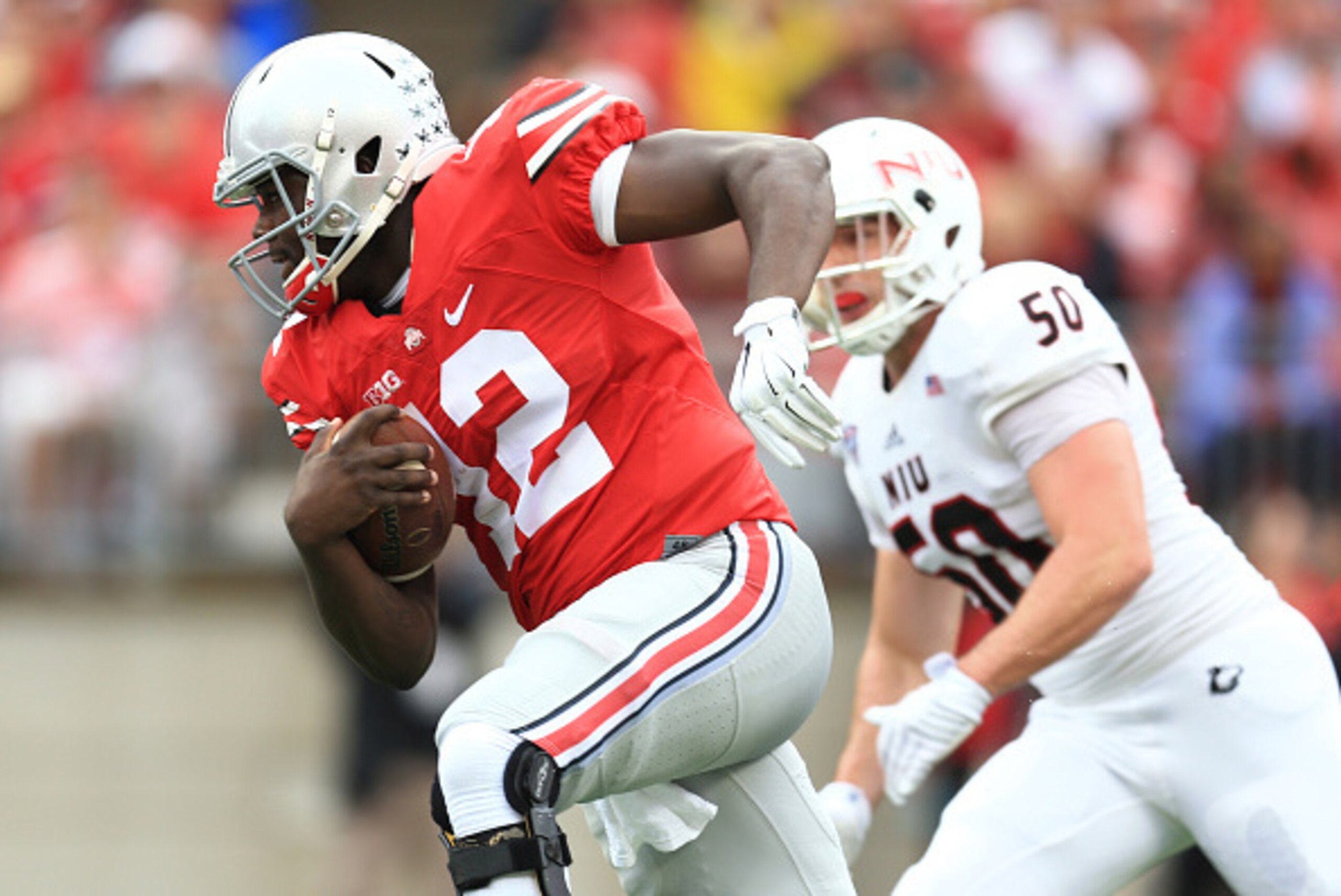 COLUMBUS, OH - SEPTEMBER 19: Quarterback Cardale Jones #12 of the Ohio State Buckeyes against the Northern Illinois Huskies at Ohio Stadium on September 19, 2015 in Columbus, Ohio. (Photo by Andrew Weber/Getty Images) COLUMBUS, OH - SEPTEMBER 19: Quarterback Cardale Jones #12 of the Ohio State Buckeyes against the Northern Illinois Huskies at Ohio Stadium on September 19, 2015 in Columbus, Ohio. (Photo by Andrew Weber/Getty Images)