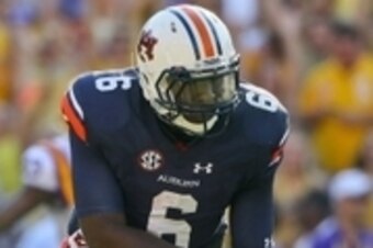 Sep 19, 2015; Baton Rouge, LA, USA; Auburn Tigers quarterback Jeremy Johnson (6) reacts after a fumble is lost to the LSU Tigers during the third quarter of a game at Tiger Stadium. Mandatory Credit: Derick E. Hingle-USA TODAY Sports