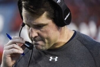Sep 26, 2015; Auburn, AL, USA; Auburn Tigers defensive coordinator Will Muschamp on the sidelines during the first quarter at Jordan Hare Stadium. Mandatory Credit: Shanna Lockwood-USA TODAY Sports