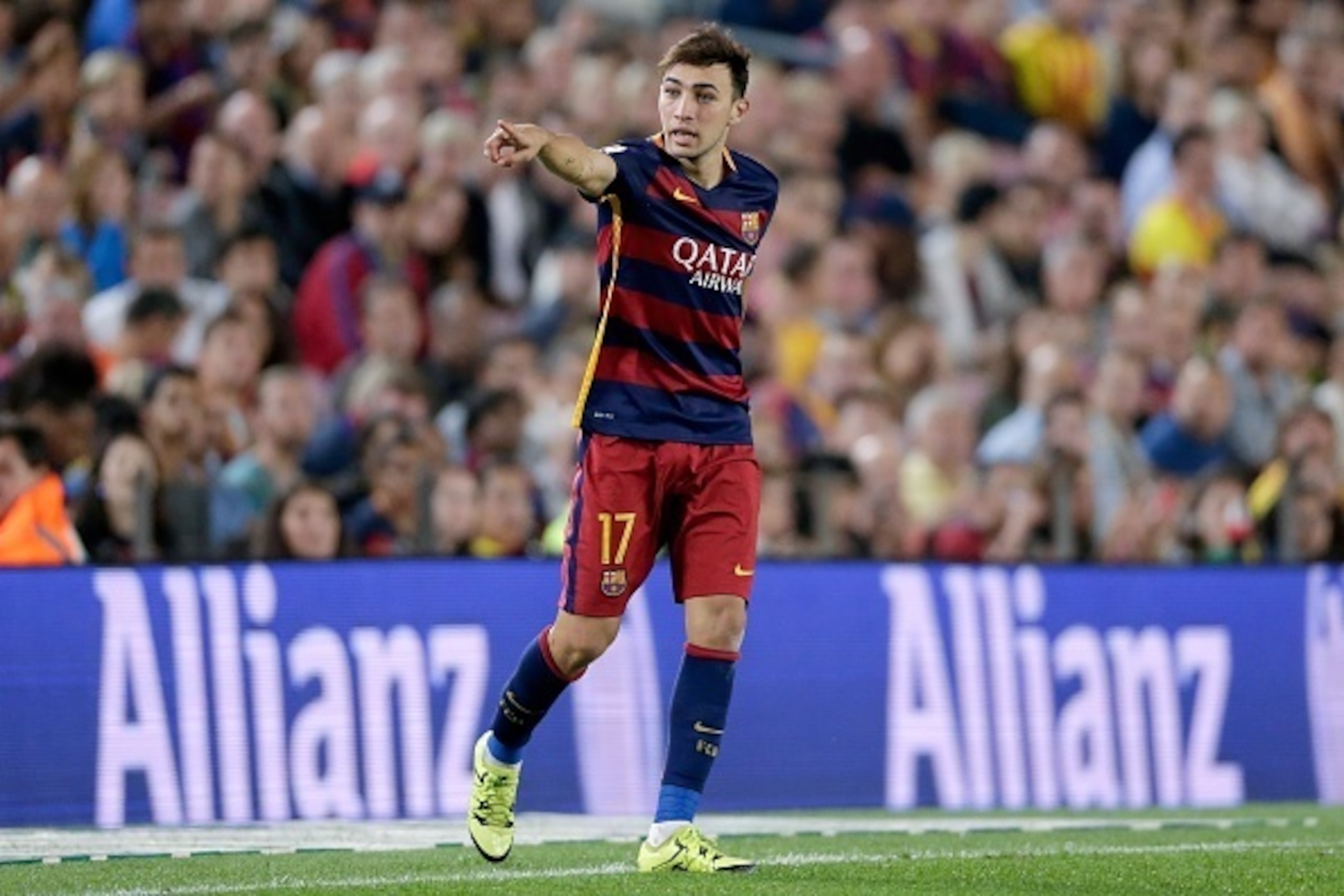 Munir El Haddadi of FC Barcelona during the Primera Division match between FC Barcelona and Levante UD on September 20, 2015 at Camp Nou stadium in Barcelona, Spain.(Photo by VI Images via Getty Images)