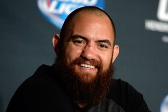 LAS VEGAS, NEVADA - DECEMBER 6:  UFC heavyweight Travis Browne speaks to the media during the UFC 181 post fight press conference inside the Mandalay Bay Events Center on December 6, 2014 in Las Vegas, Nevada. (Photo by Jeff Bottari/Zuffa LLC/Zuffa LLC vi