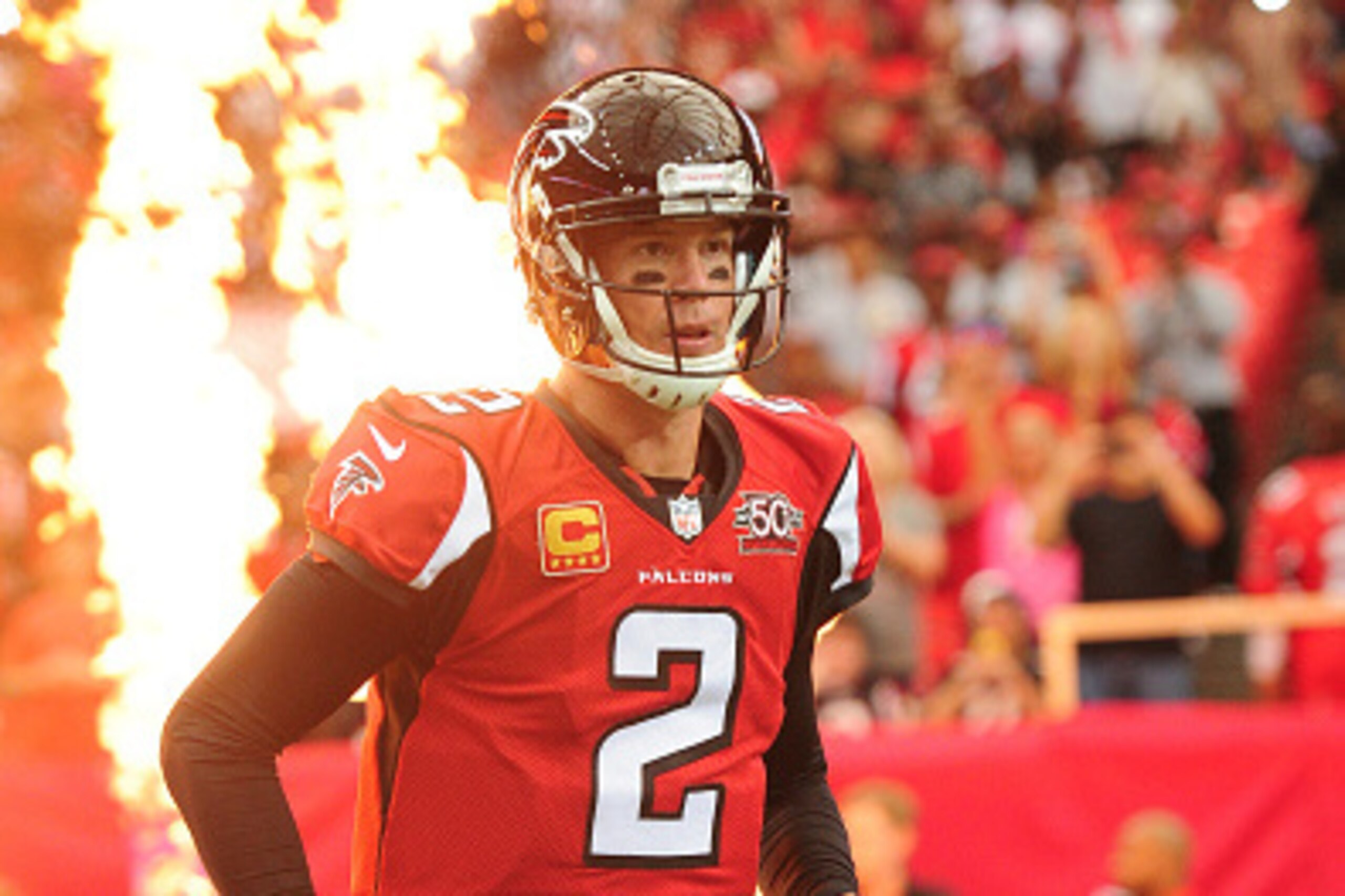 ATLANTA, GA - OCTOBER 11: Matt Ryan #2 of the Atlanta Falcons is introduced before the game the Washington Redskins at the Georgia Dome on October 11, 2015 in Atlanta, Georgia. (Photo by Scott Cunningham/Getty Images)