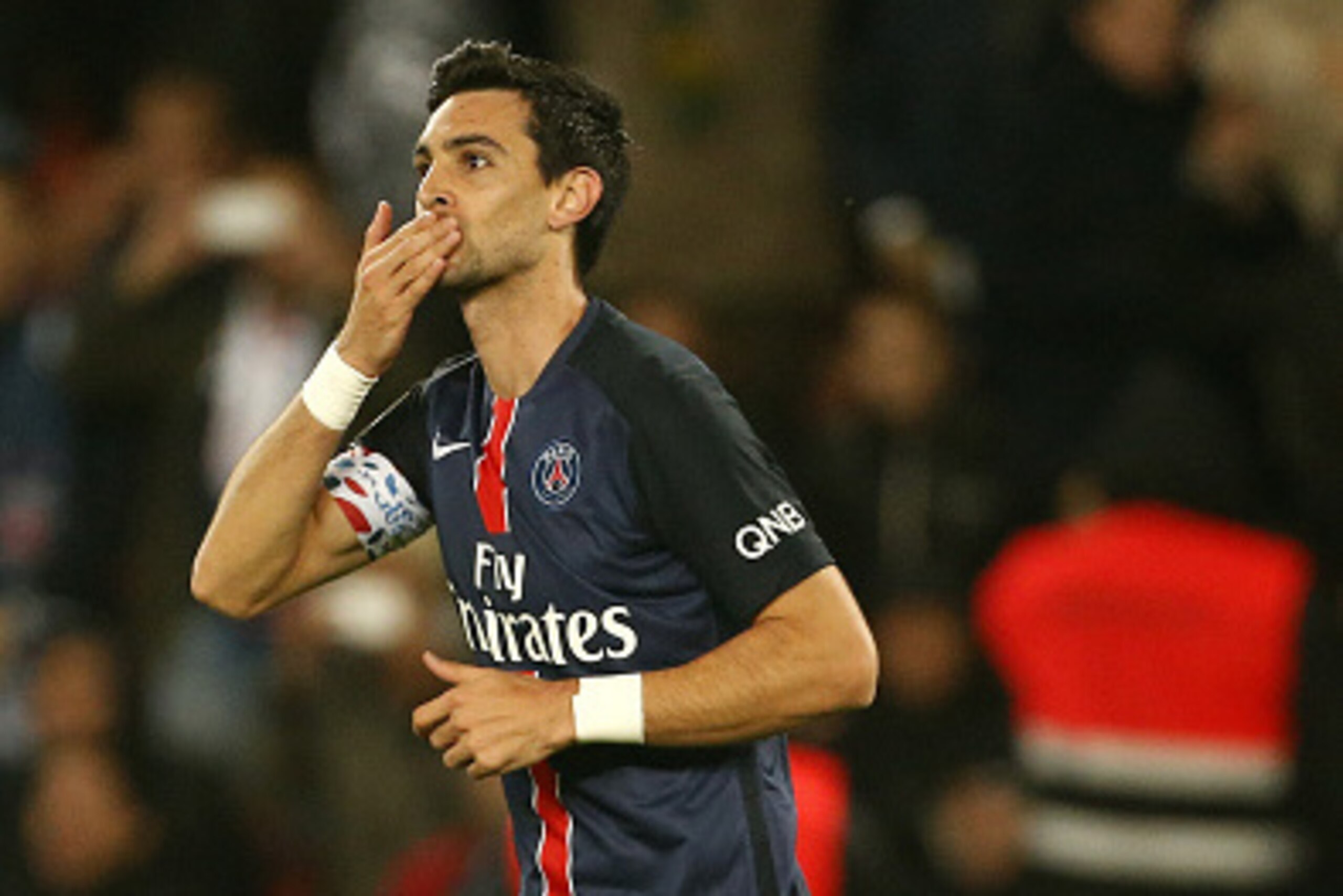 PARIS, FRANCE - SEPTEMBER 22: Javier Pastore of PSG celebrates his goal during the French Ligue 1 match between Paris Saint-Germain FC (PSG) and EA Guingamp at Parc des Princes stadium on September 22, 2015 in Paris, France. (Photo by Jean Catuffe/Getty I