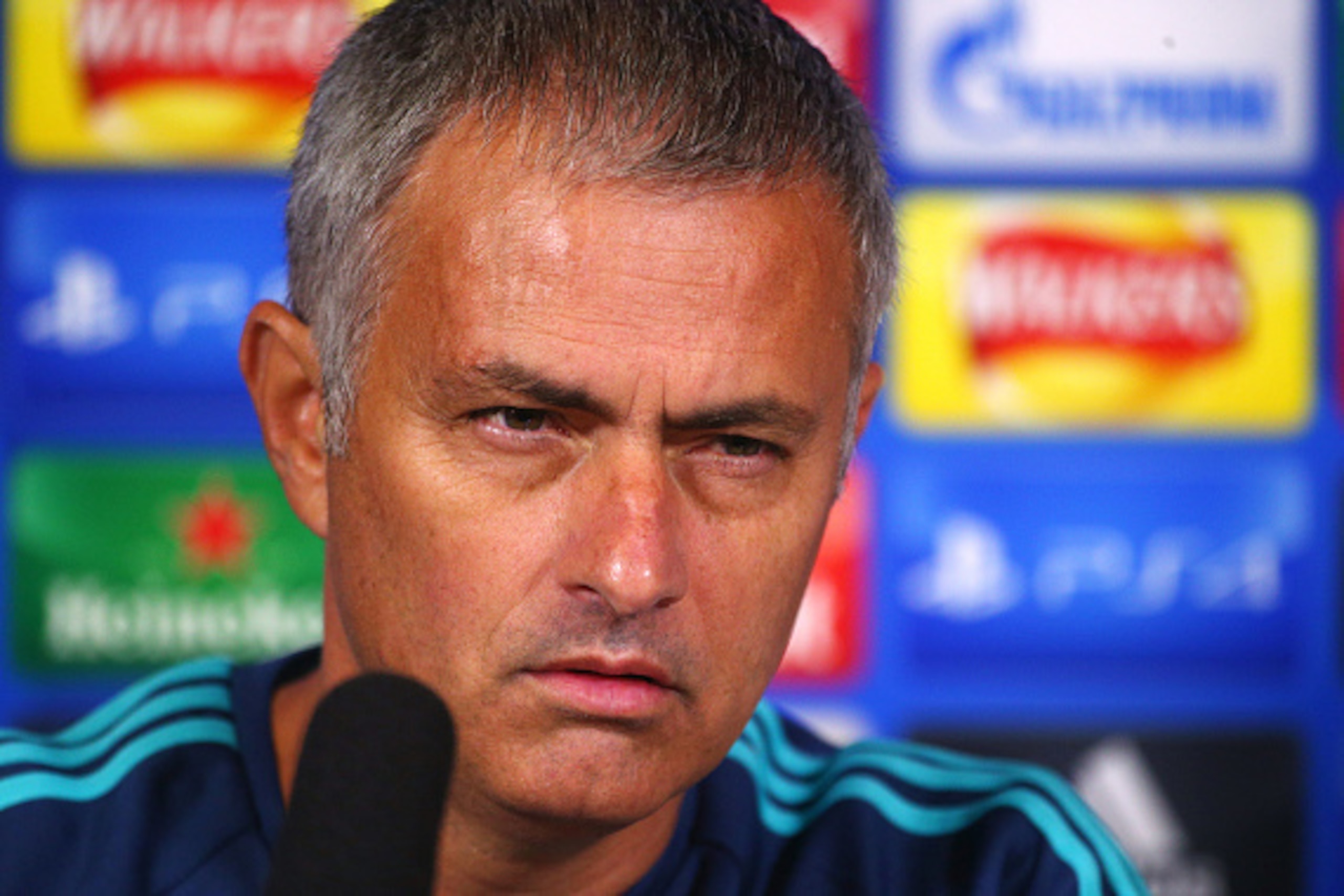 COBHAM, ENGLAND - SEPTEMBER 15: Chelsea manager Jose Mourinho chats to the media during a Chelsea Press Conference ahead of their Champions League fixture against Maccabi Tel Aviv on September 15, 2015 in Cobham, England. (Photo by Charlie Crowhurst/Getty
