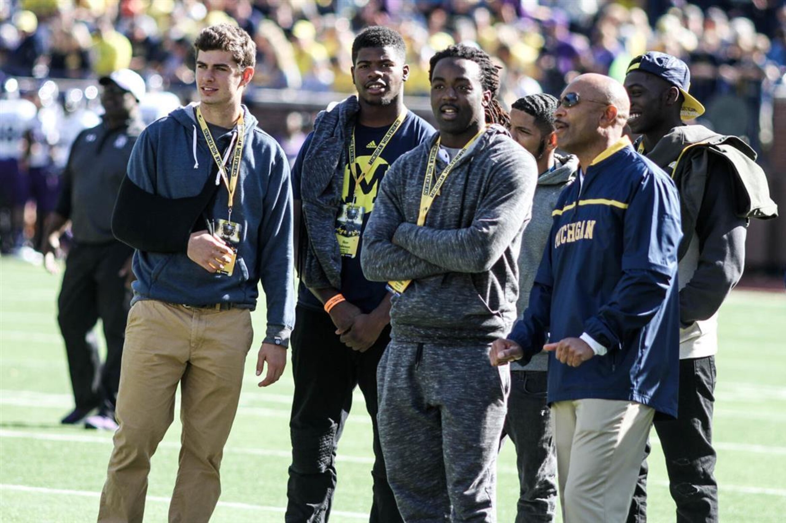 Walker, third from left, made his first trip to Michigan since Jim Harbaugh was hired. Walker, third from left, made his first trip to Michigan since Jim Harbaugh was hired.