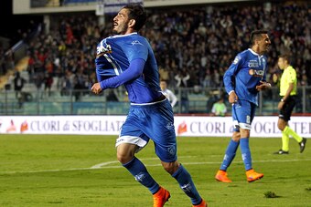 EMPOLI, ITALY - APRIL 30: Riccardo Saponara of Empoli FC celebrates after scoring a goal during the Serie A match between Empoli FC and SSC Napoli at Stadio Carlo Castellani on April 30, 2015 in Empoli, Italy.  (Photo by Gabriele Maltinti/Getty Images)