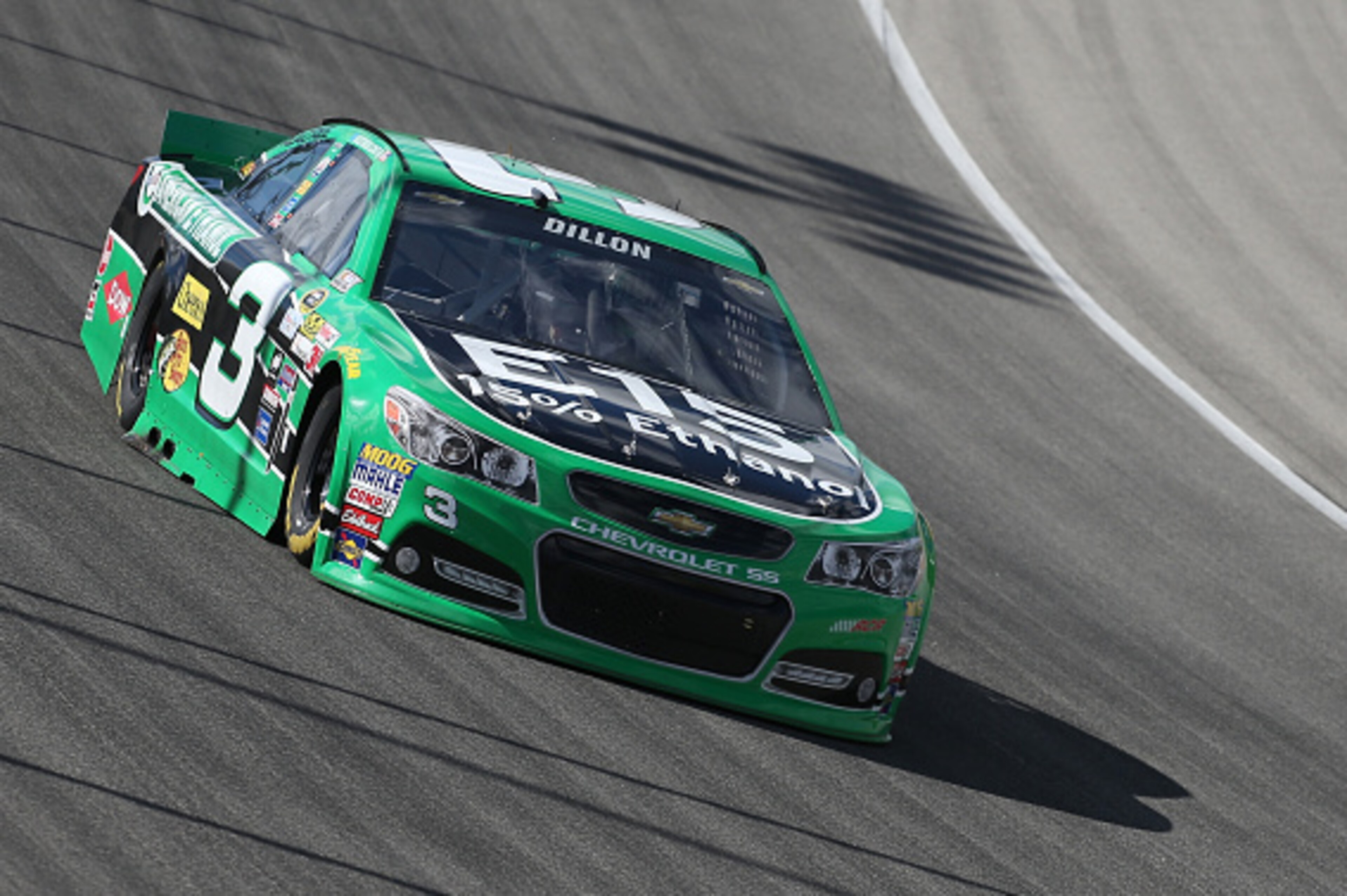 JOLIET, IL - SEPTEMBER 19: Austin Dillon, driver of the #3 American Ethanol Chevrolet, practices for the NASCAR Sprint Cup Series MyAFibRisk.com 400 at Chicagoland Speedway on September 19, 2015 in Joliet, Illinois. (Photo by Matt Sullivan/Getty Images)