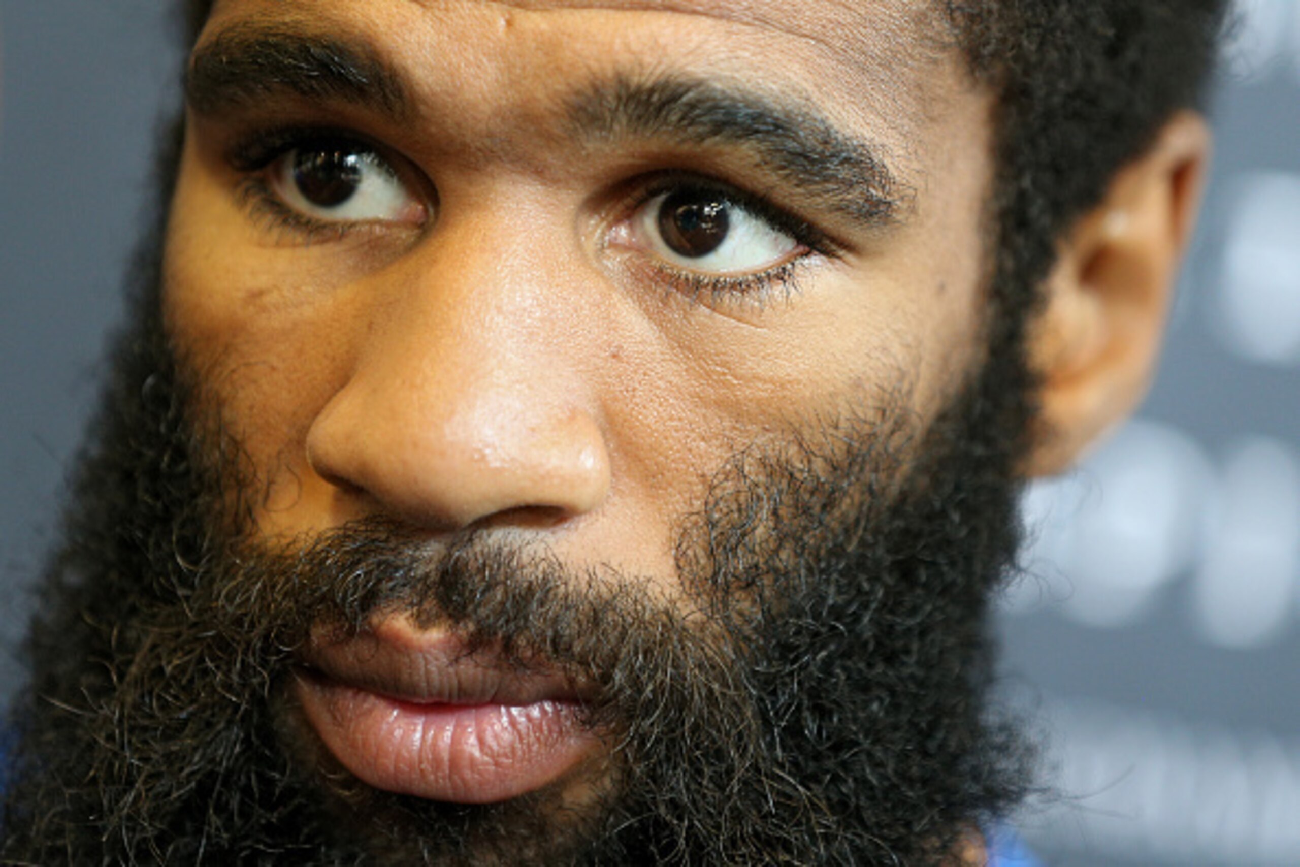 ALEXANDRIA, VA - OCTOBER 14: Lamont Peterson looks on during fighter media workouts in the Alexandria Boxing Club at the Charles Houston Recreation Center on October 14, 2015 in Alexandria, Virginia. (Photo by Patrick Smith/Getty Images)