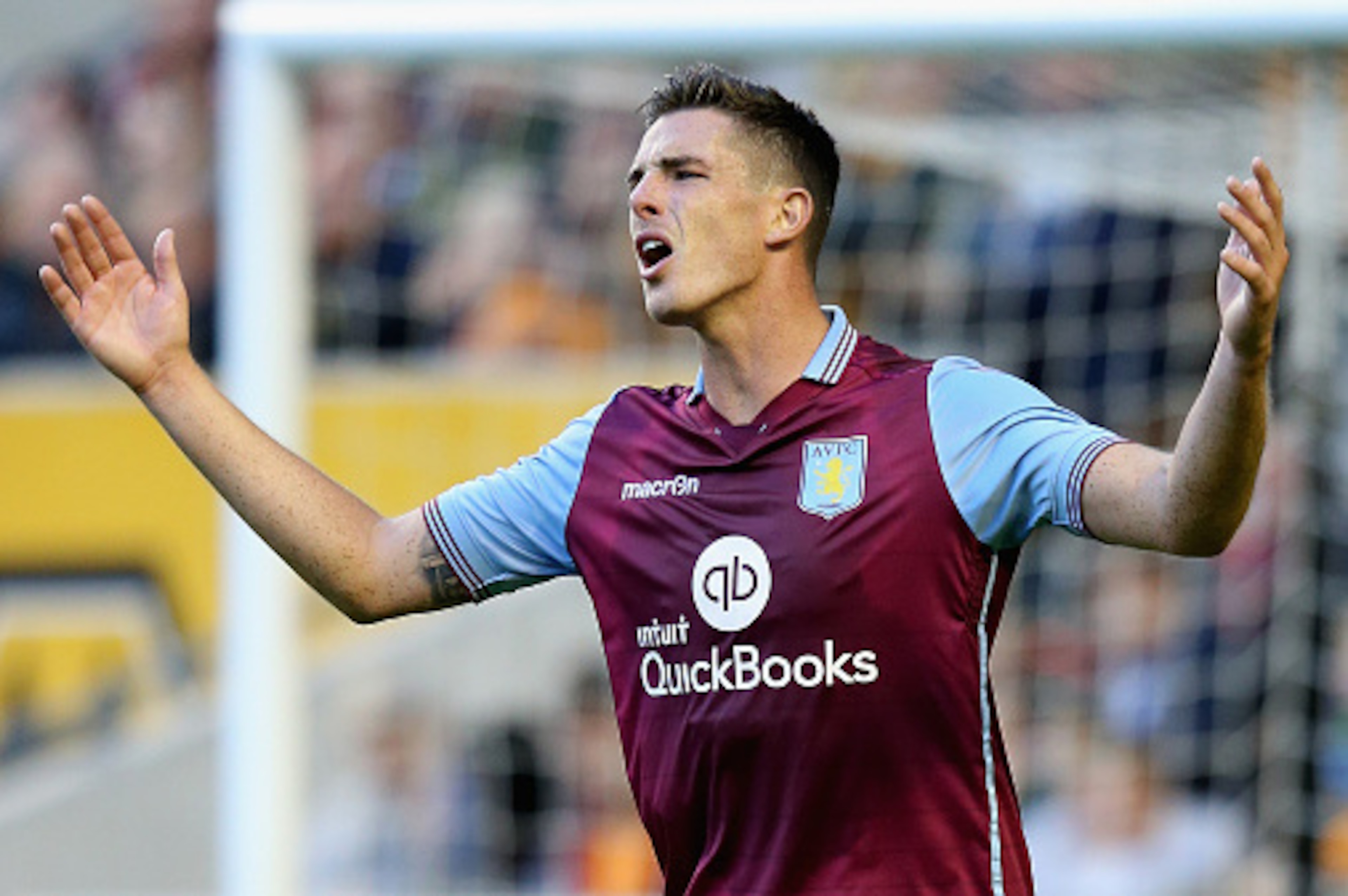 WOLVERHAMPTON, ENGLAND - JULY 28:  Ciaran Clark of Aston Villa looks on during the pre season friendly between Wolverhampton Wanderers and Aston Villa at Molineux on July 28, 2015 in Wolverhampton, England.  (Photo by David Rogers/Getty Images)