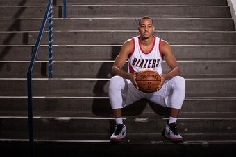 PORTLAND, OR - SEPTEMBER 28:  C.J. McCollum #3 of the Portland Trail Blazers poses for photos during the annual Media Day September 28, 2015 at the Moda Center in Portland, Oregon. NOTE TO USER: User expressly acknowledges and agrees that, by downloading 