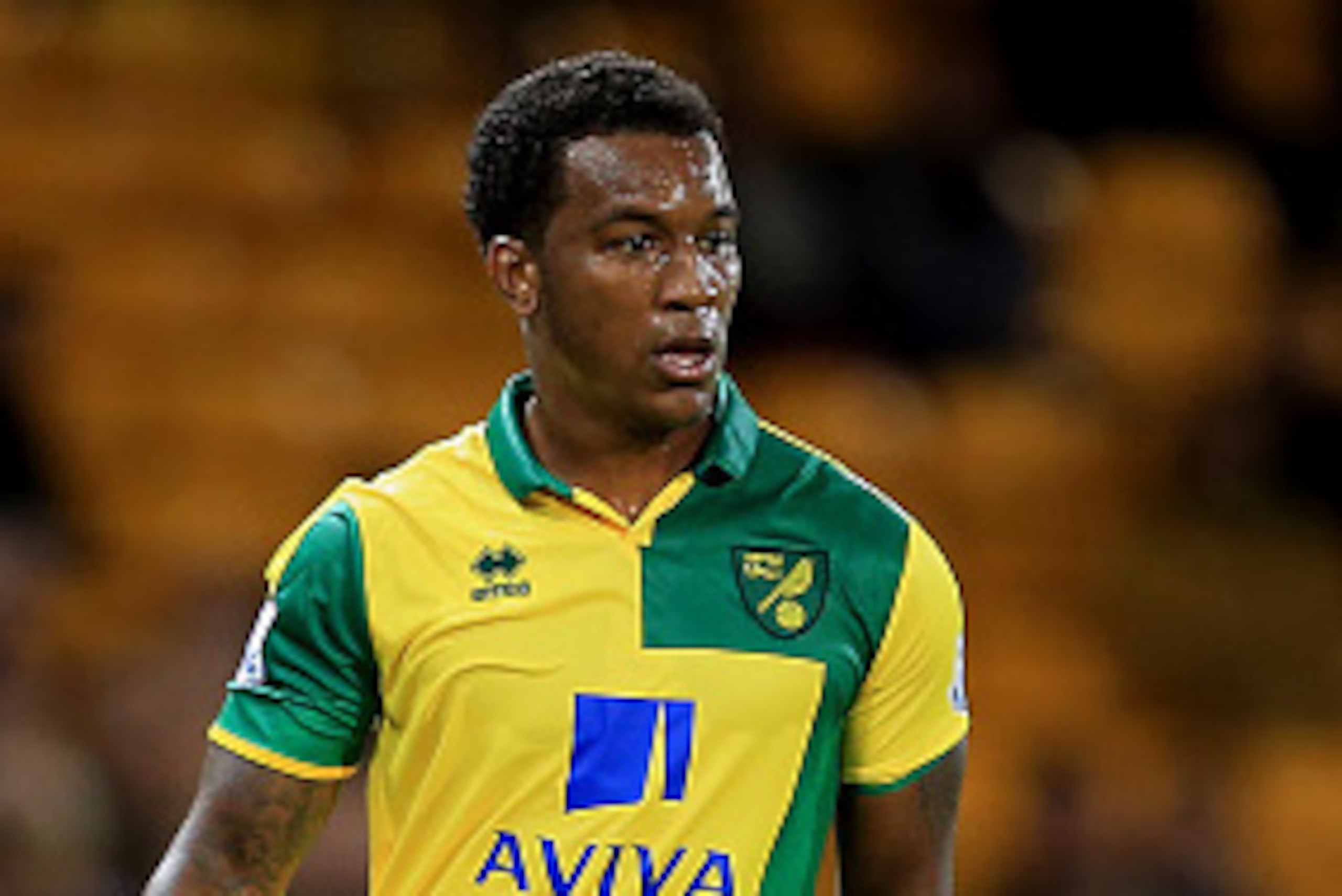 NORWICH, ENGLAND - SEPTEMBER 23:  Andre Wisdom of Norwich City during the Capital One Cup Third Round match between Norwich City and West Bromwich Albion at Carrow Road on September 23, 2015 in Norwich, England. (Photo by Stephen Pond/Getty Images)