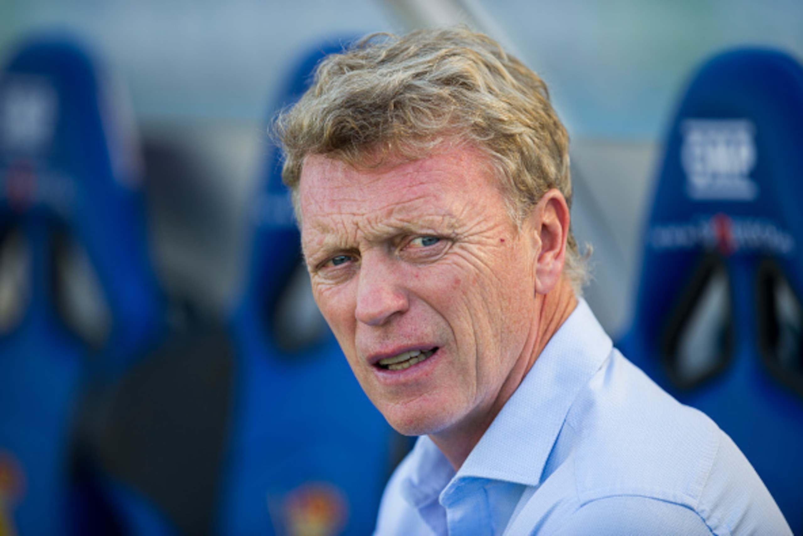 SAN SEBASTIAN, SPAIN - AUGUST 29:  Head coach David Moyes of Real Sociedad looks on prior to the start the la Liga match between Real Sociedad de Futbol and Sporting Gijon at Estadio Anoeta on August 29, 2015 in San Sebastian, Spain.  (Photo by Juan Manue