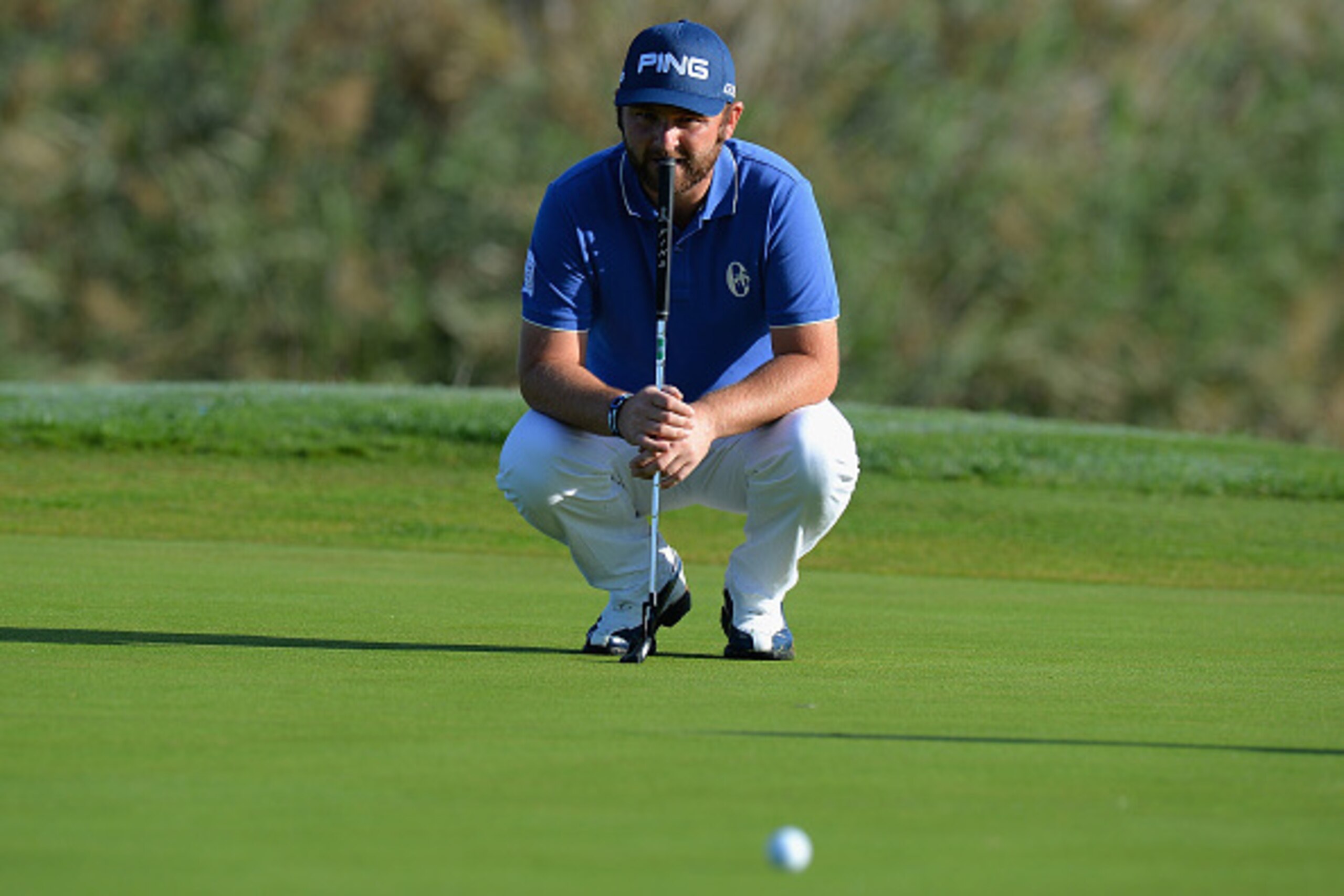 ALBUFEIRA, PORTUGAL - OCTOBER 16:  Andy Sullivan of England contemplates his putt on the 12th green during the second day of the Portugal Masters at Oceanico Victoria Golf Club on October 16, 2015 in Albufeira, Portugal.  (Photo by Tony Marshall/Getty Ima