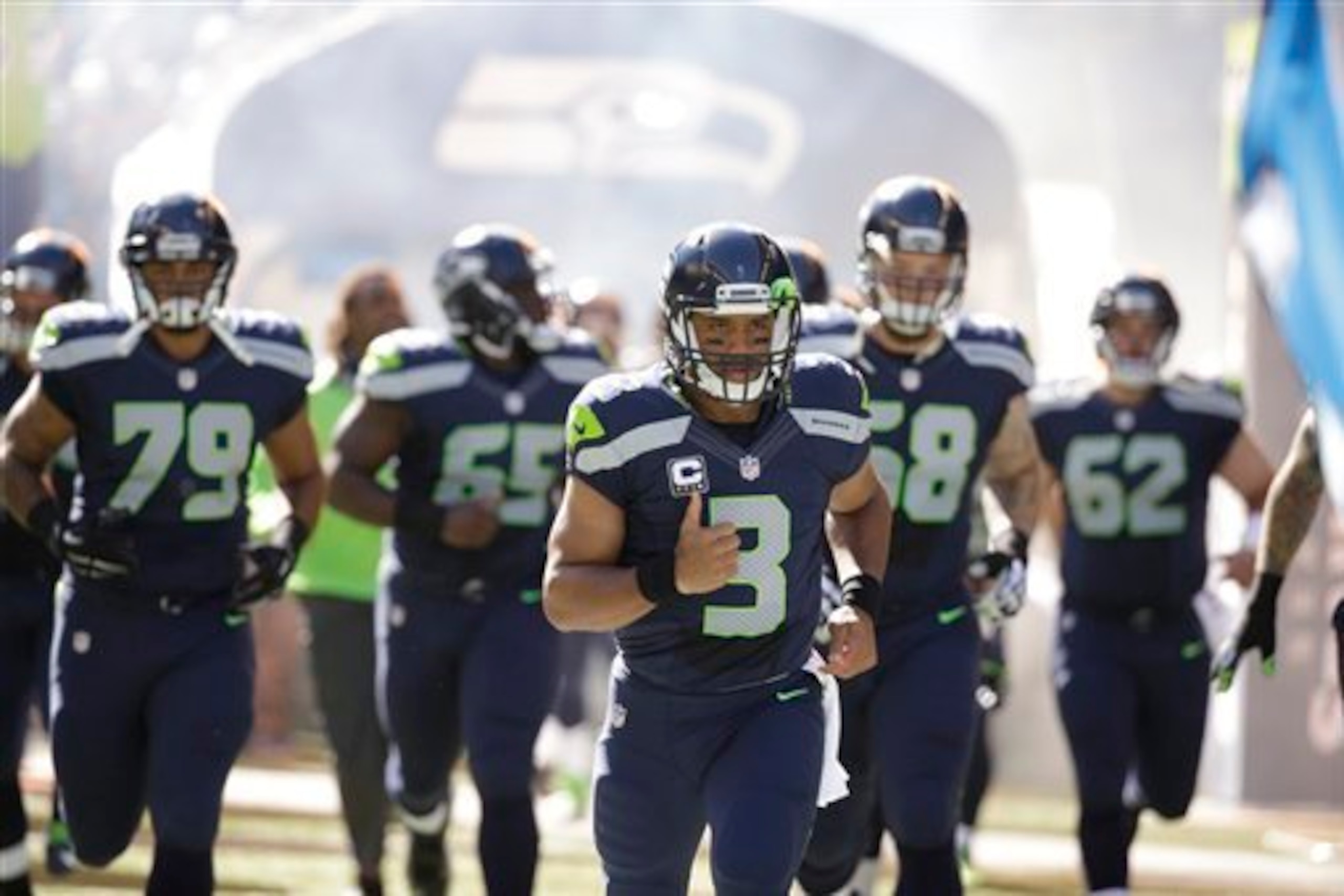 Seattle's offensive line really hasn't had Russell Wilson's back so far this season.